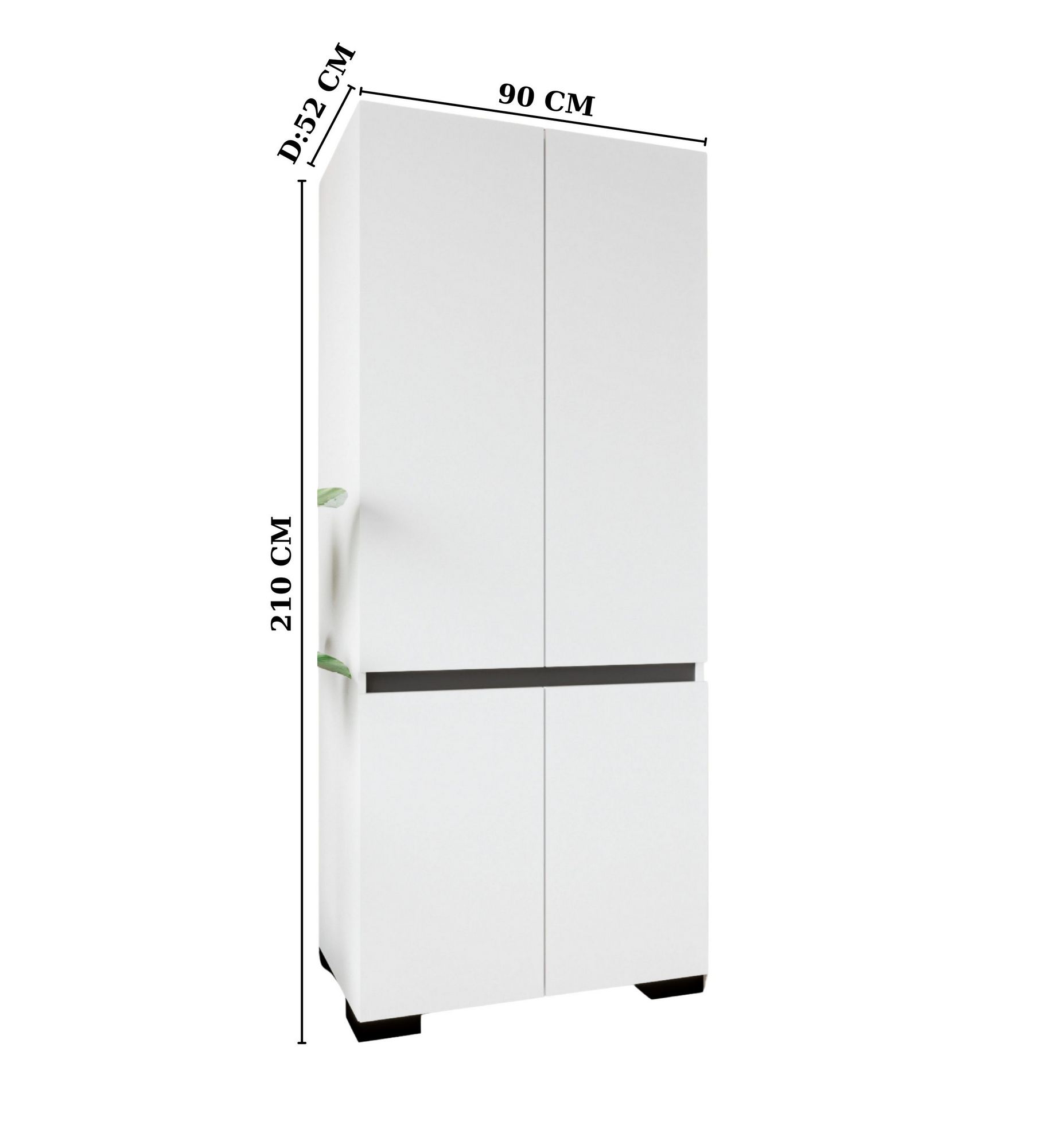Dulap Hanah Home, PAL melaminat, 90 x 52 x 210 cm, alb/antracit, 469ORN1115 — imaginea 2