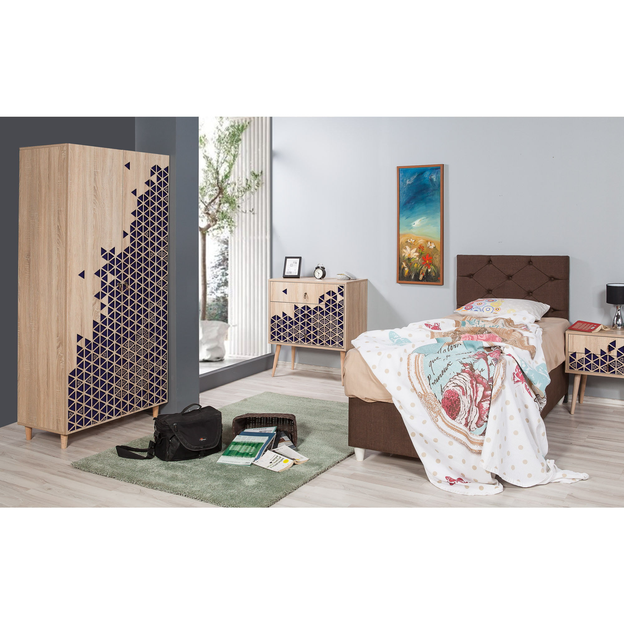 Dulap Hanah Home, PAL melaminat, 90 x 52 x 192 cm, stejar sonoma, 869VEL4232 — imaginea 2