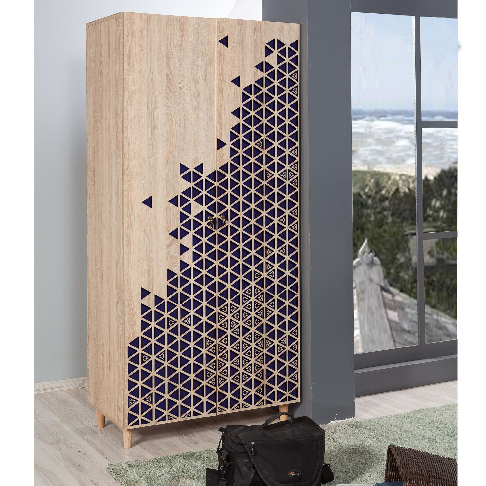 Dulap Hanah Home, PAL melaminat, 90 x 52 x 192 cm, stejar sonoma, 869VEL4232 — imaginea 3