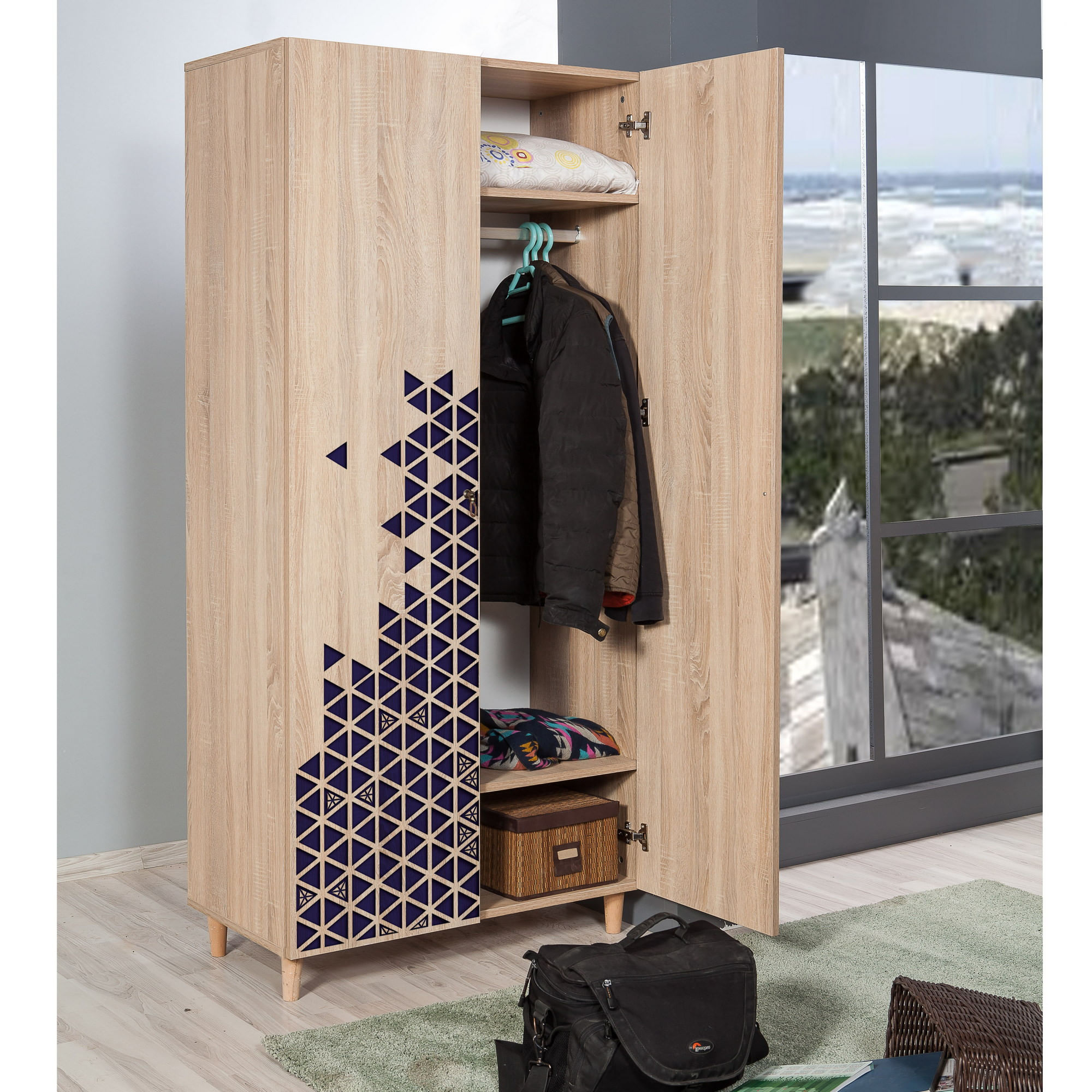 Dulap Hanah Home, PAL melaminat, 90 x 52 x 192 cm, stejar sonoma, 869VEL4232 — imaginea 4