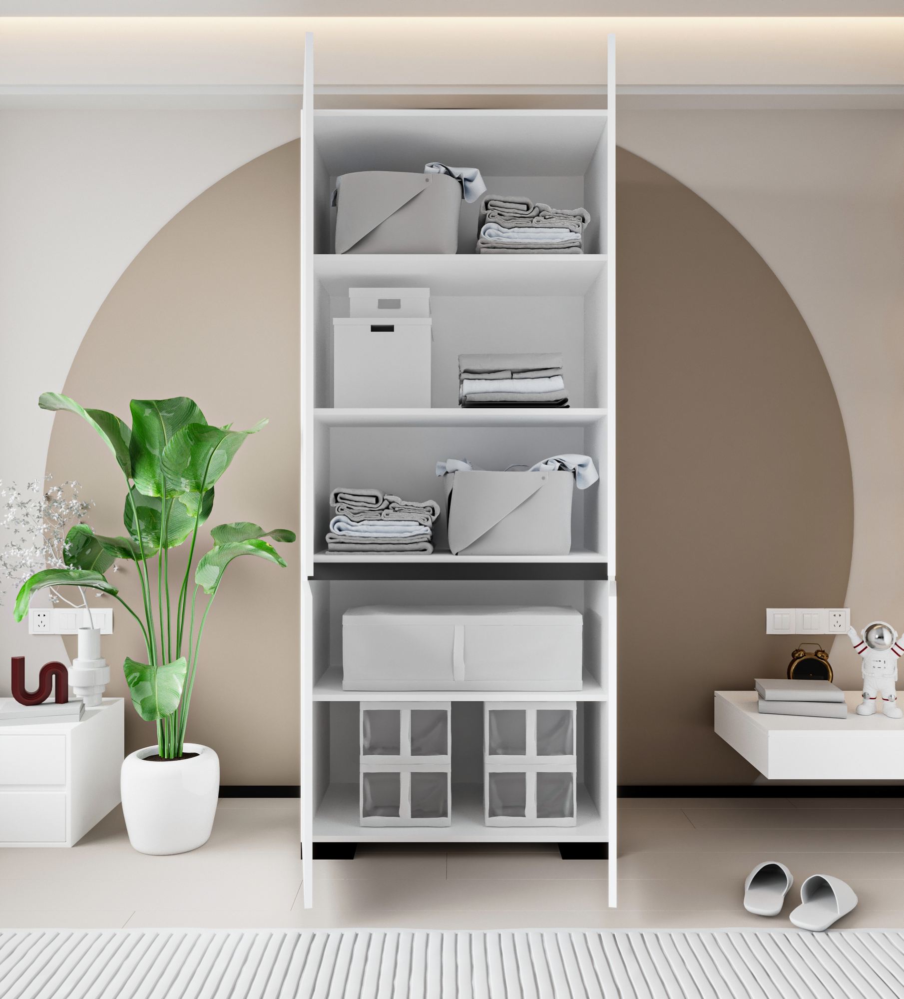 Dulap Hanah Home, PAL melaminat, 90 x 52 x 210 cm, alb/antracit, 469ORN1115 — imaginea 5
