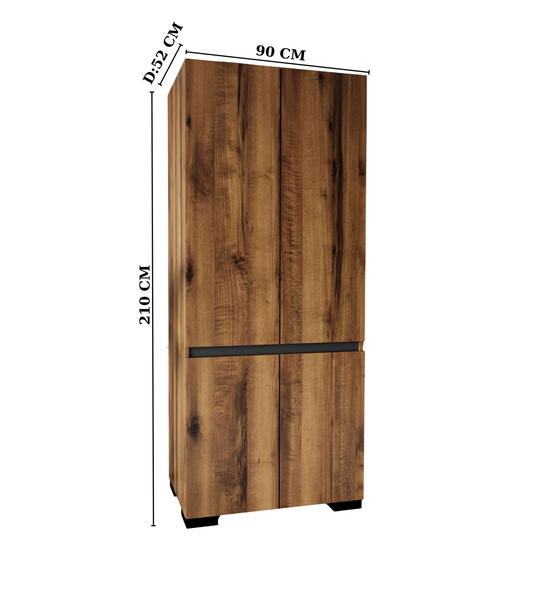 Dulap Hanah Home, PAL melaminat, 90 x 52 x 210 cm, nuc/antracit, 469ORN1111 — imaginea 2