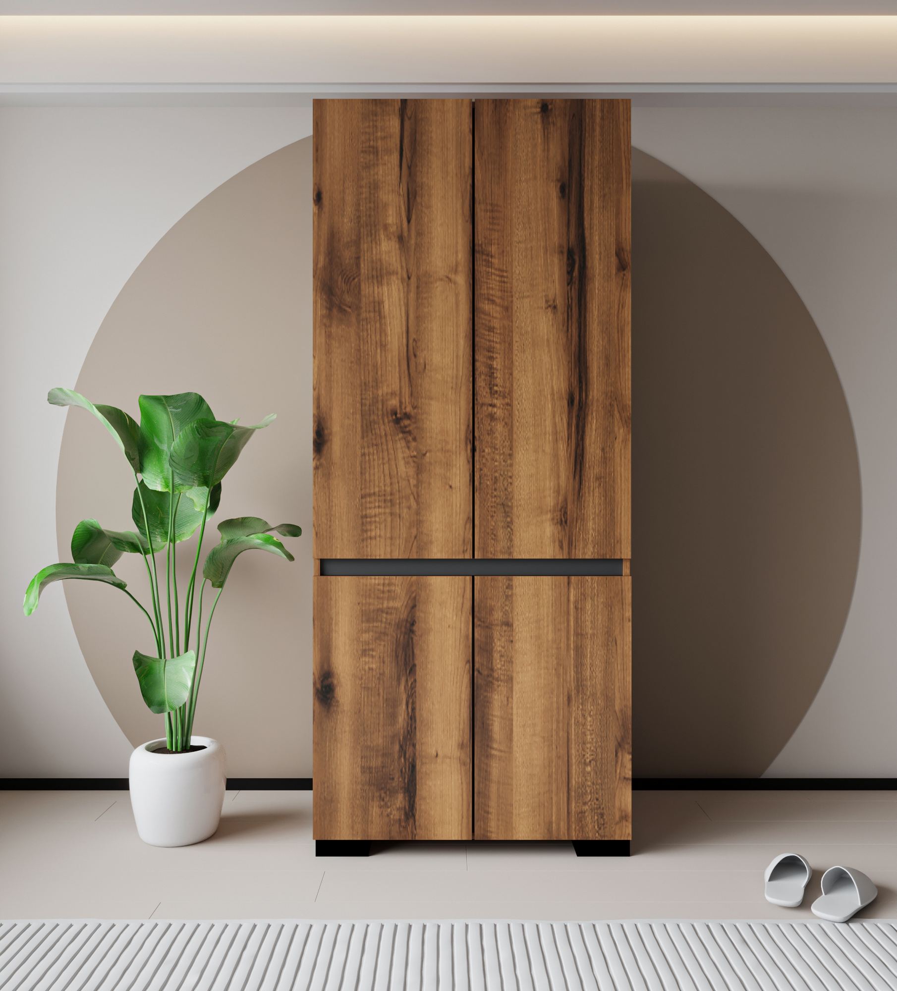 Dulap Hanah Home, PAL melaminat, 90 x 52 x 210 cm, nuc/antracit, 469ORN1111 — imaginea 5
