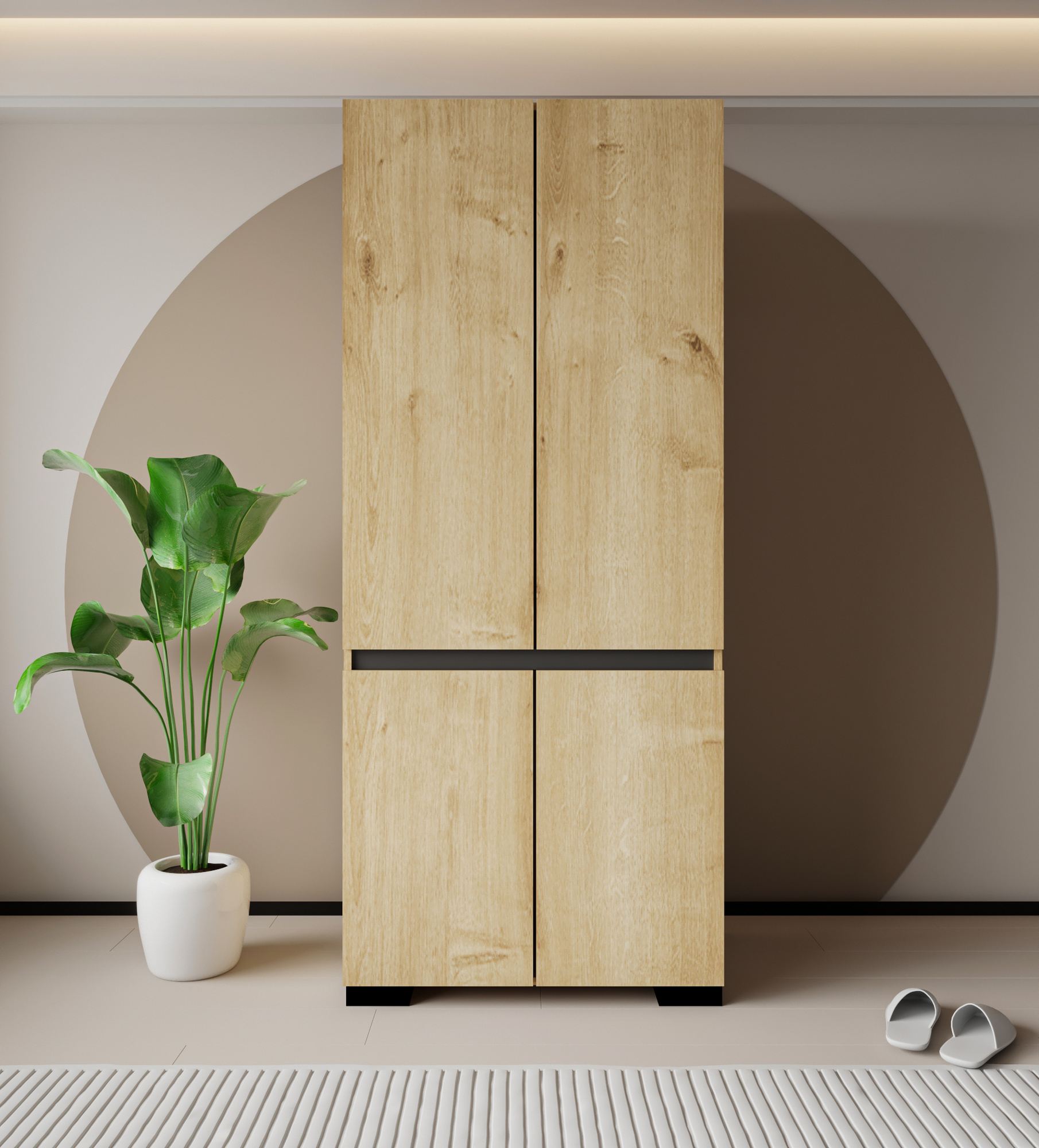 Dulap Hanah Home, PAL melaminat, 90 x 52 x 210 cm, sapphire stejar/antracit, 469ORN1112 — imaginea 3