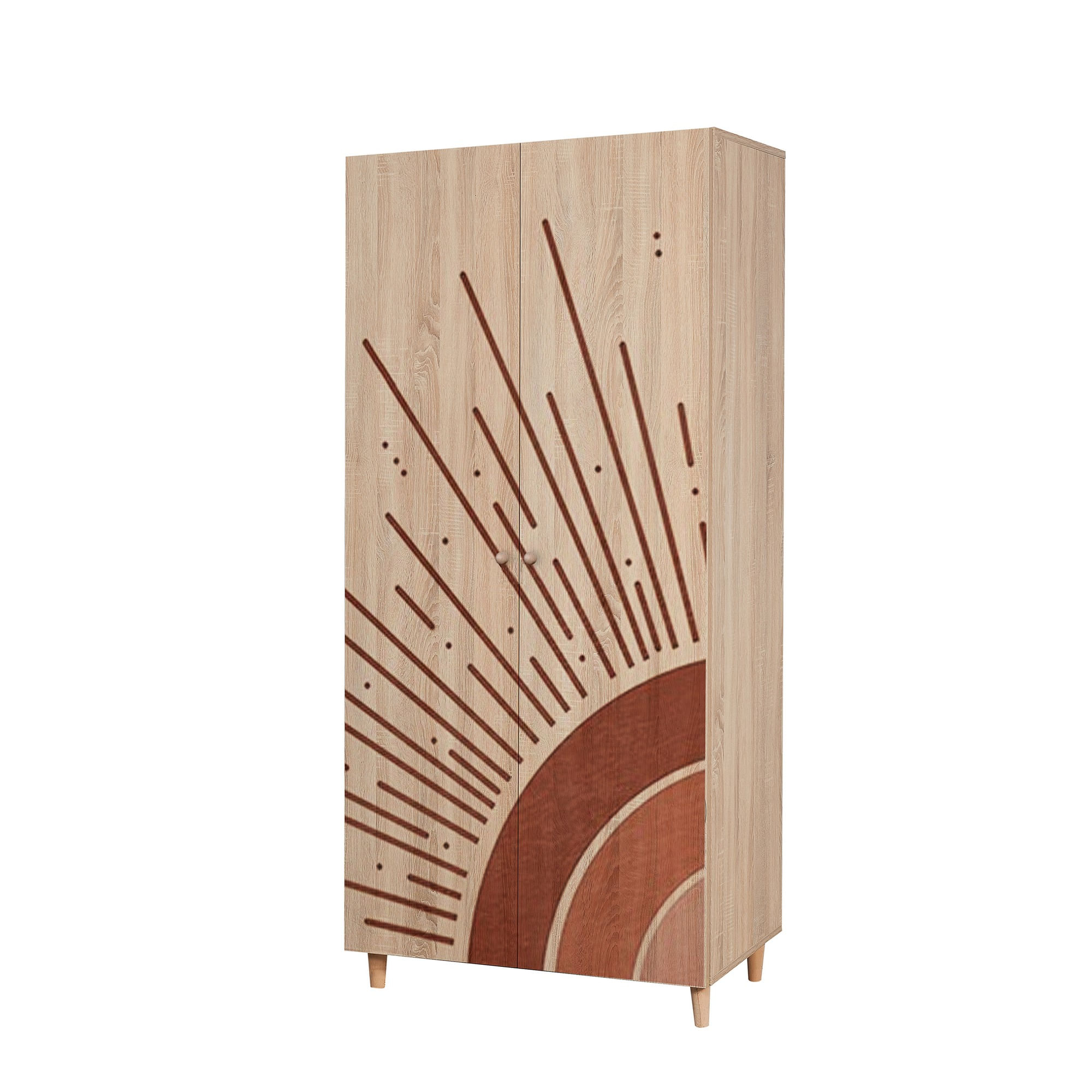 Dulap Hanah Home, PAL melaminat, 90 x 52 x 192 cm, stejar sonoma, lemn masiv, 869VEL8677 — imaginea 3