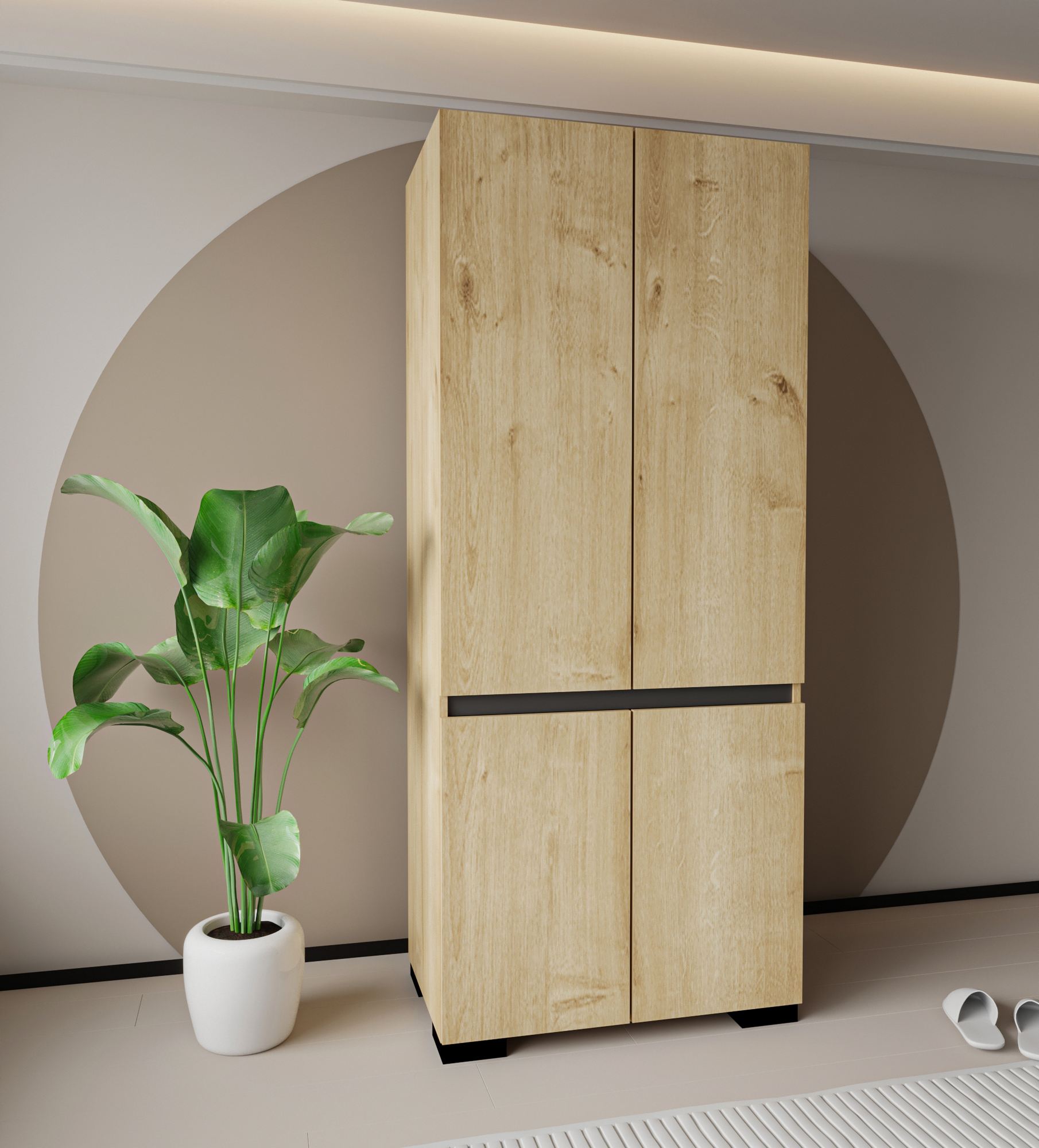 Dulap Hanah Home, PAL melaminat, 90 x 52 x 210 cm, sapphire stejar/antracit, 469ORN1112 — imaginea 4