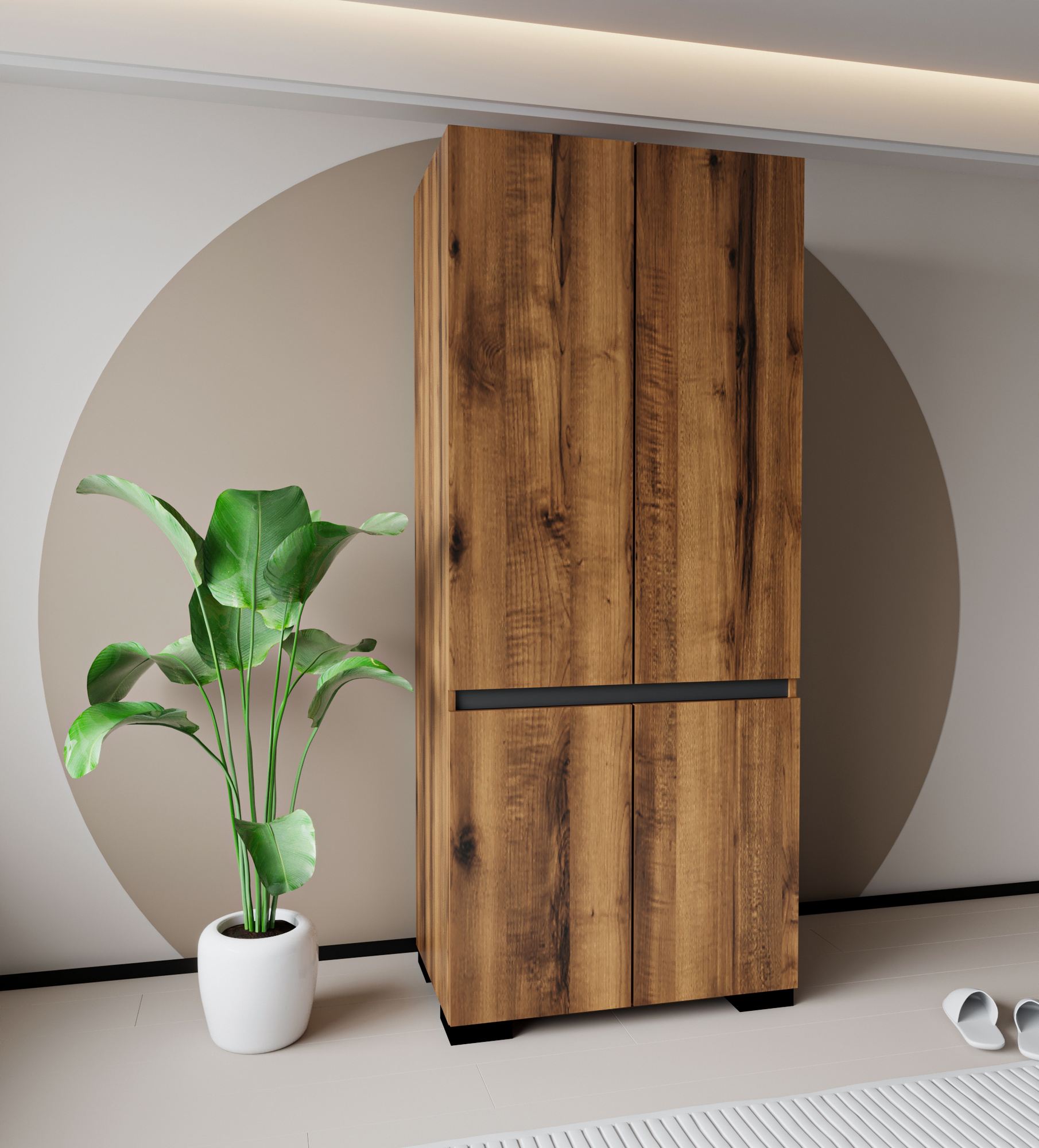 Dulap Hanah Home, PAL melaminat, 90 x 52 x 210 cm, nuc/antracit, 469ORN1110 — imaginea 5