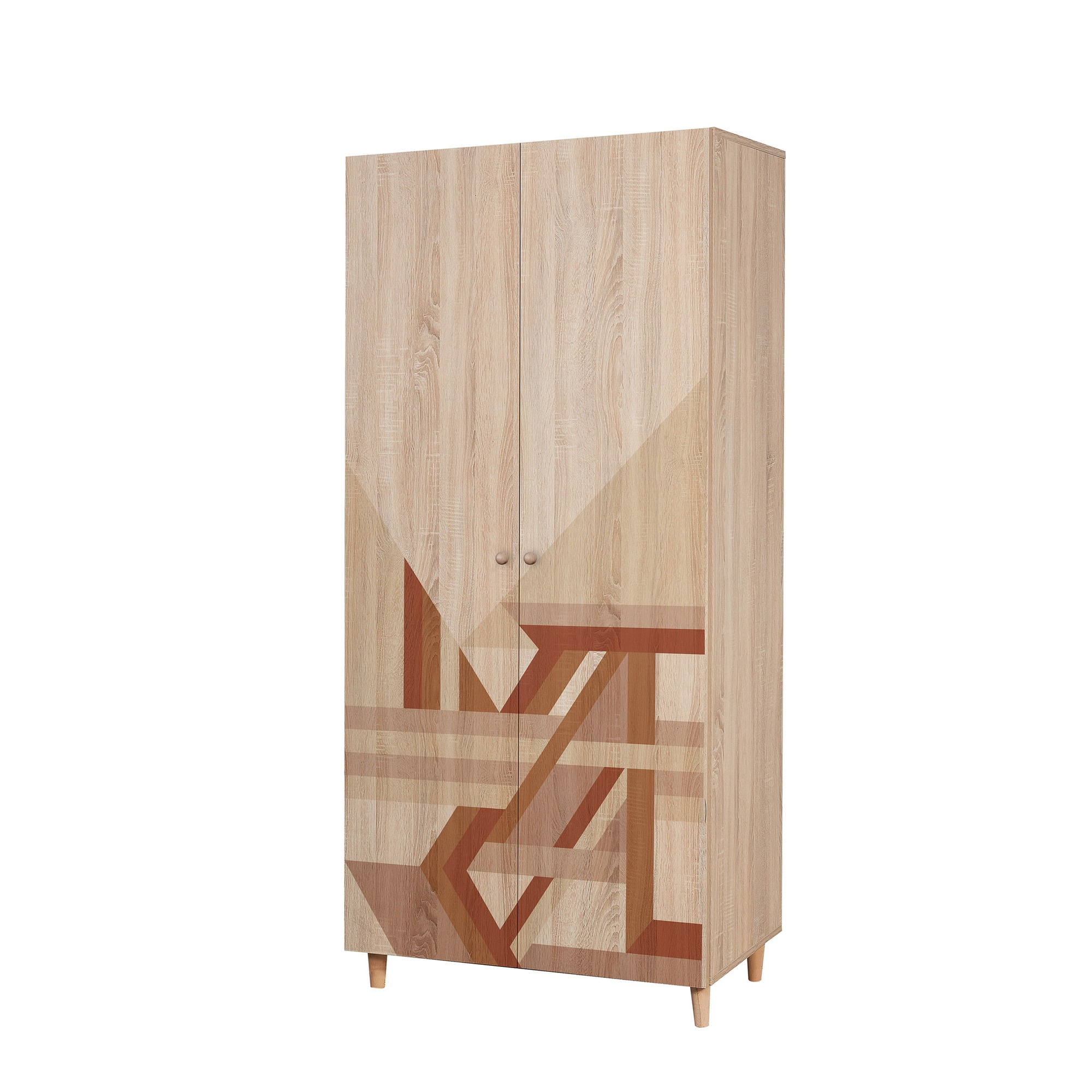 Dulap Hanah Home, PAL melaminat, 90 x 52 x 192 cm, stejar sonoma, lemn masiv, 869VEL8672