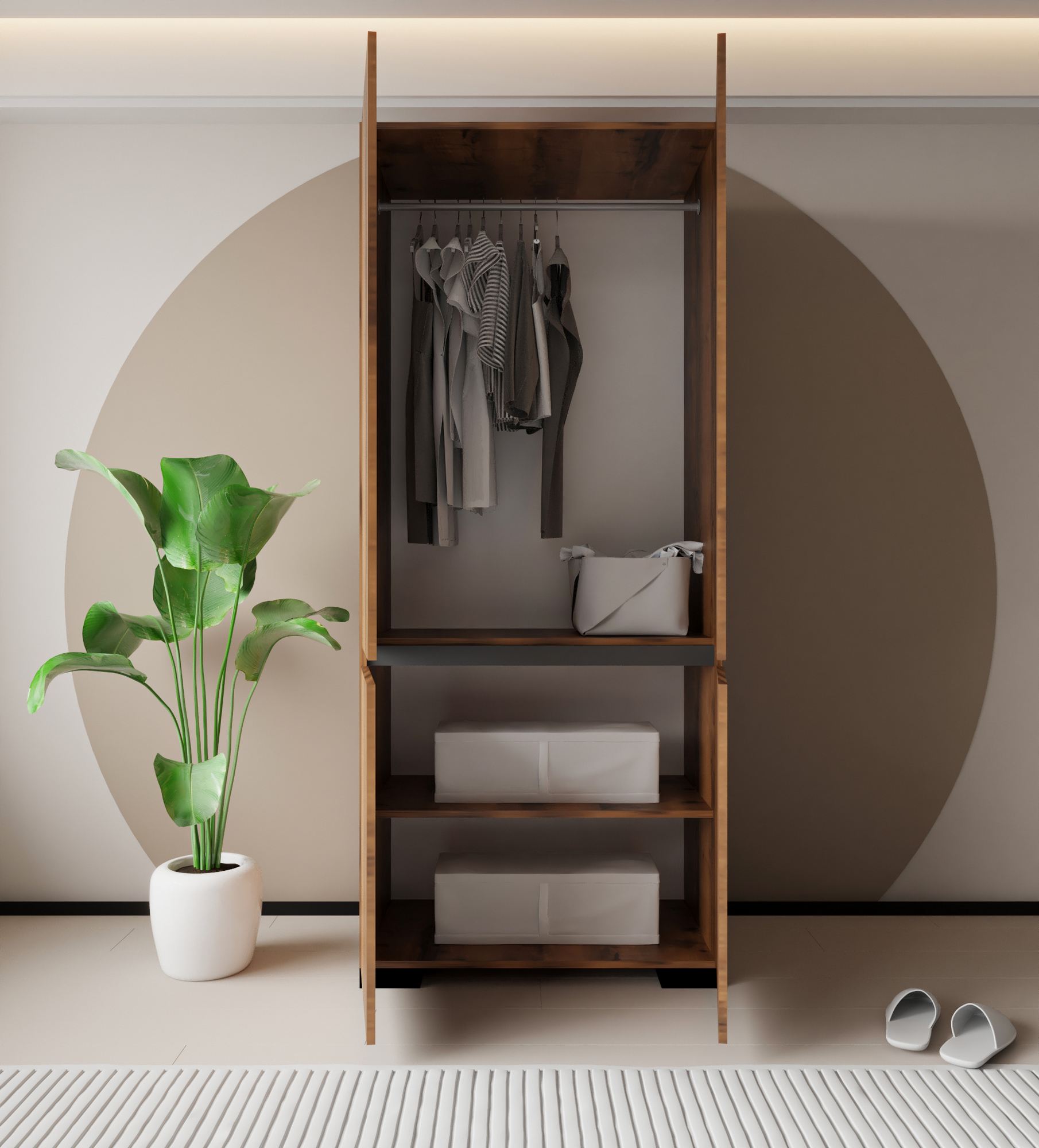 Dulap Hanah Home, PAL melaminat, 90 x 52 x 210 cm, nuc/antracit, 469ORN1110 — imaginea 6