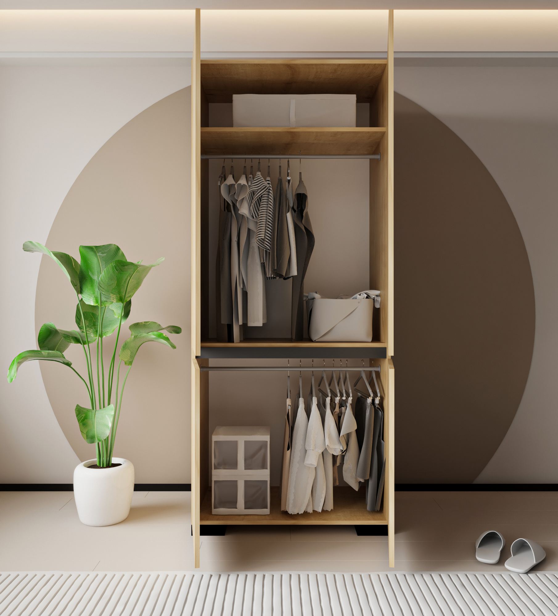 Dulap Hanah Home, PAL melaminat, 90 x 52 x 210 cm, sapphire stejar/antracit, 469ORN1113 — imaginea 2