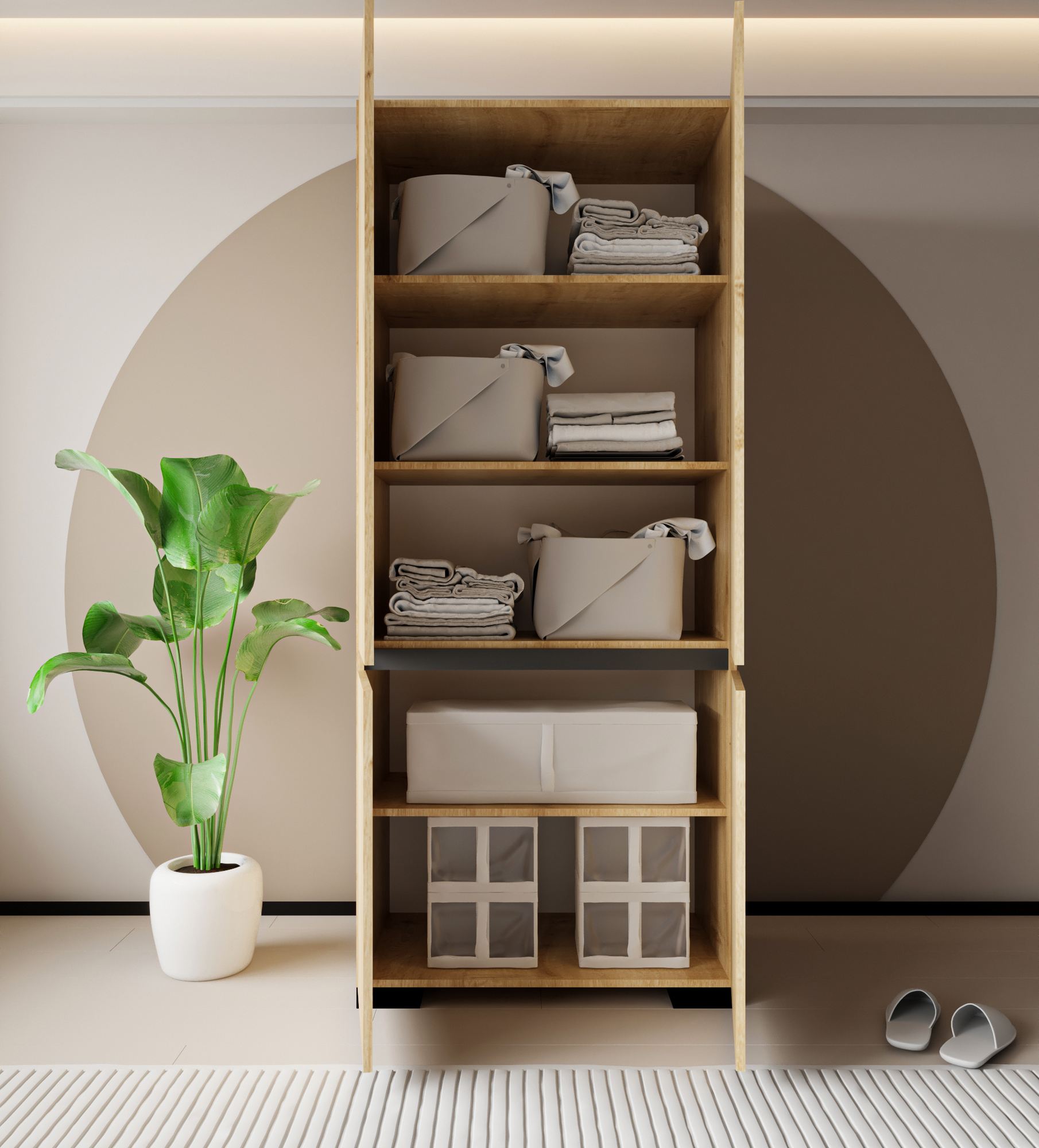 Dulap Hanah Home, PAL melaminat, 90 x 52 x 210 cm, sapphire stejar/antracit, 469ORN1114 — imaginea 5