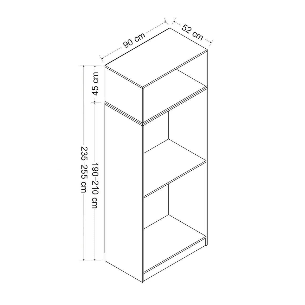 Dulap Hanah Home, PAL melaminat, 90 x 52 x 255 cm, antracit, 506MNR2230 — imaginea 4