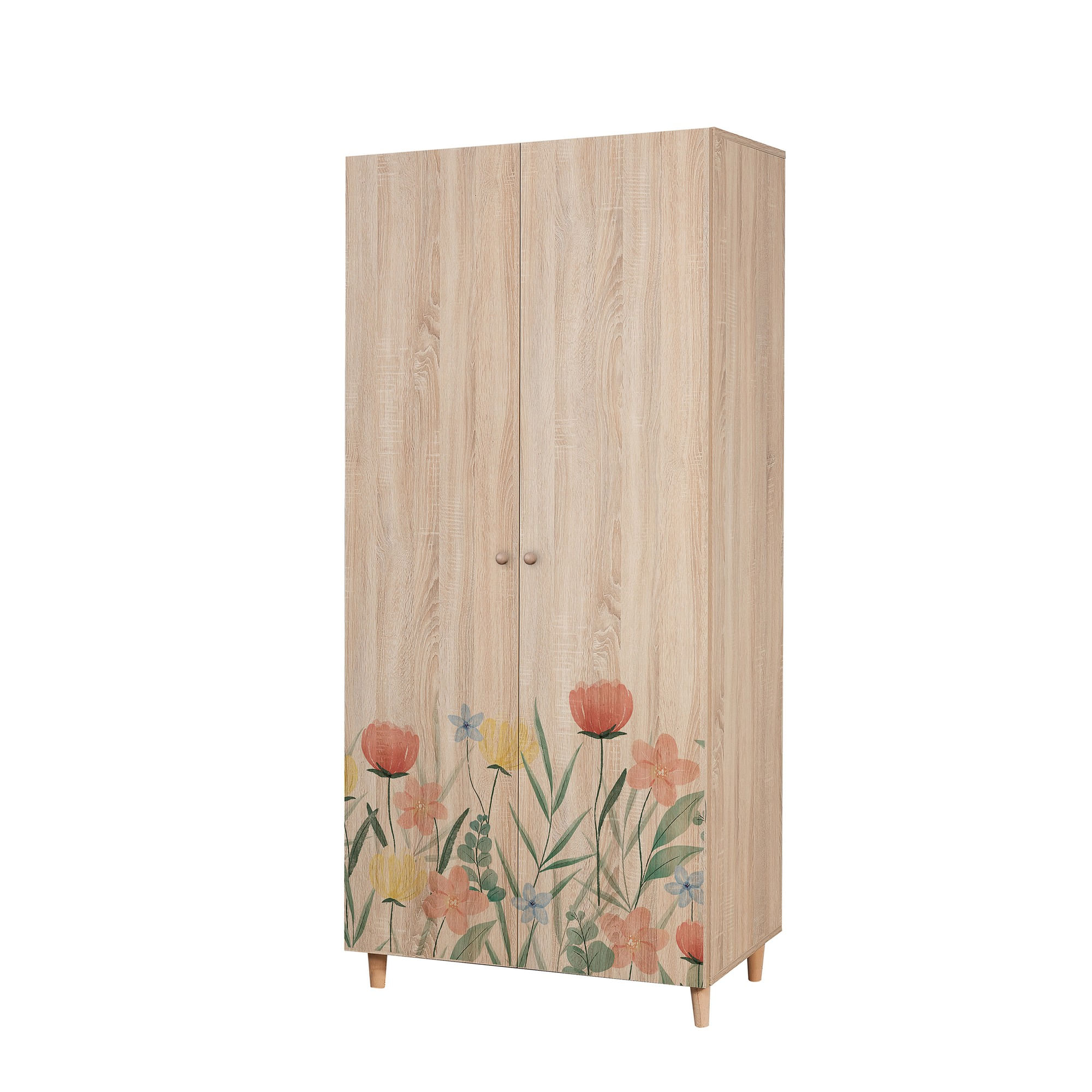 Dulap Hanah Home, PAL melaminat, 90 x 52 x 192 cm, stejar sonoma, lemn masiv, 869VEL8675 — imaginea 4