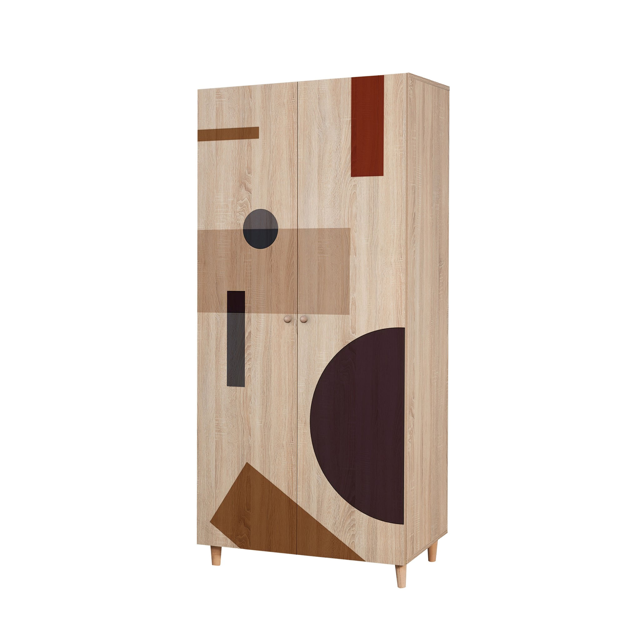 Dulap Hanah Home, PAL melaminat, 90 x 52 x 192 cm, stejar sonoma, lemn masiv, 869VEL8676 — imaginea 4