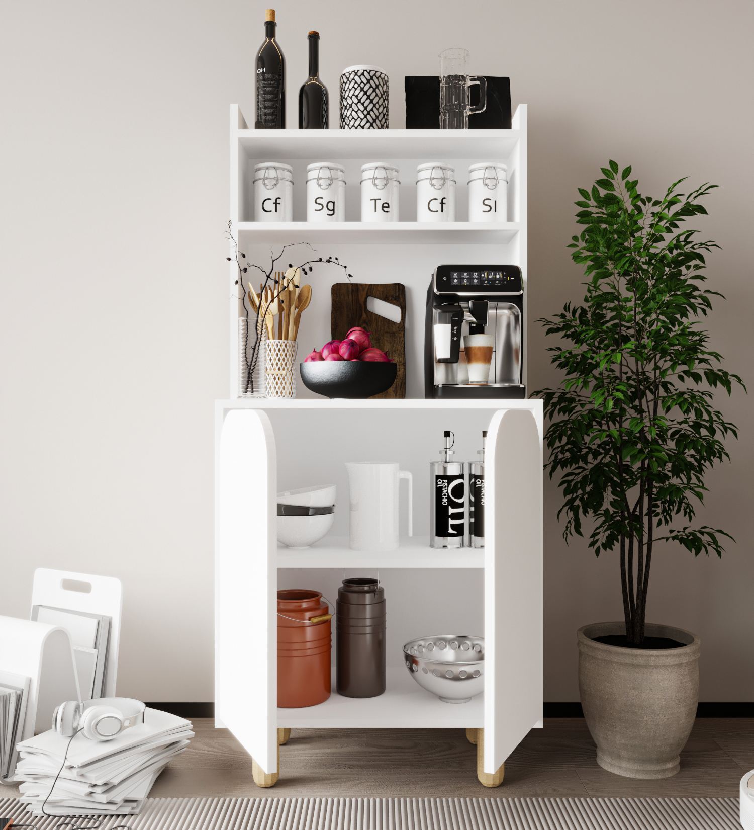 Dulap multifuncțional Hanah Home, PAL melaminat, 70 x 40 x 155 cm, alb, 469ORN1311 — imaginea 2