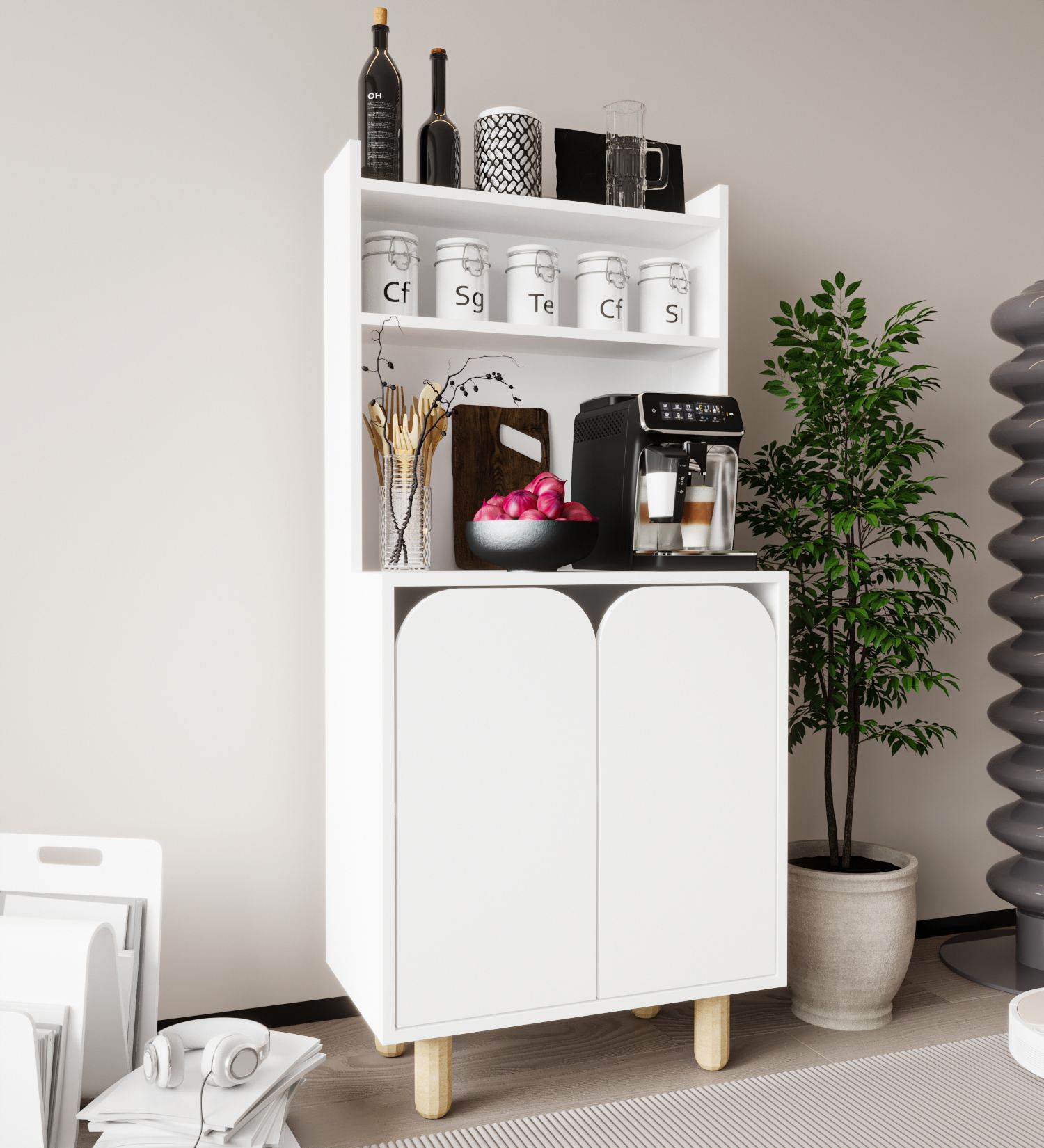 Dulap multifuncțional Hanah Home, PAL melaminat, 70 x 40 x 155 cm, alb, 469ORN1311 — imaginea 4