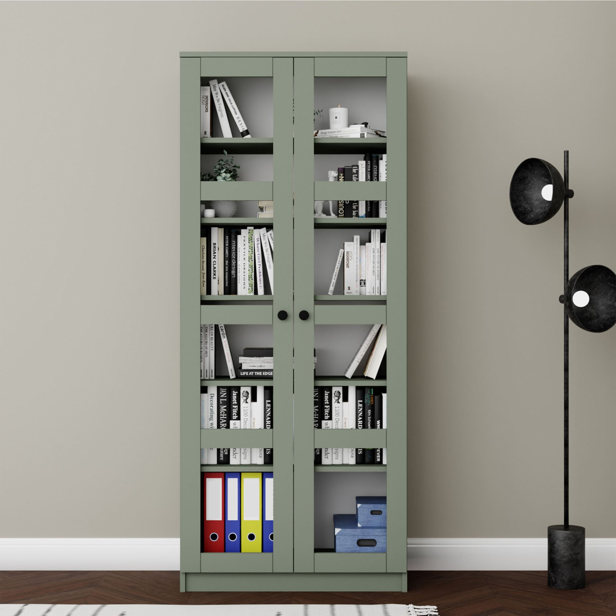Dulap multifuncțional Hanah Home, PAL melaminat, 80 x 37 x 190 cm, verde, 350MWD1207 — imaginea 2