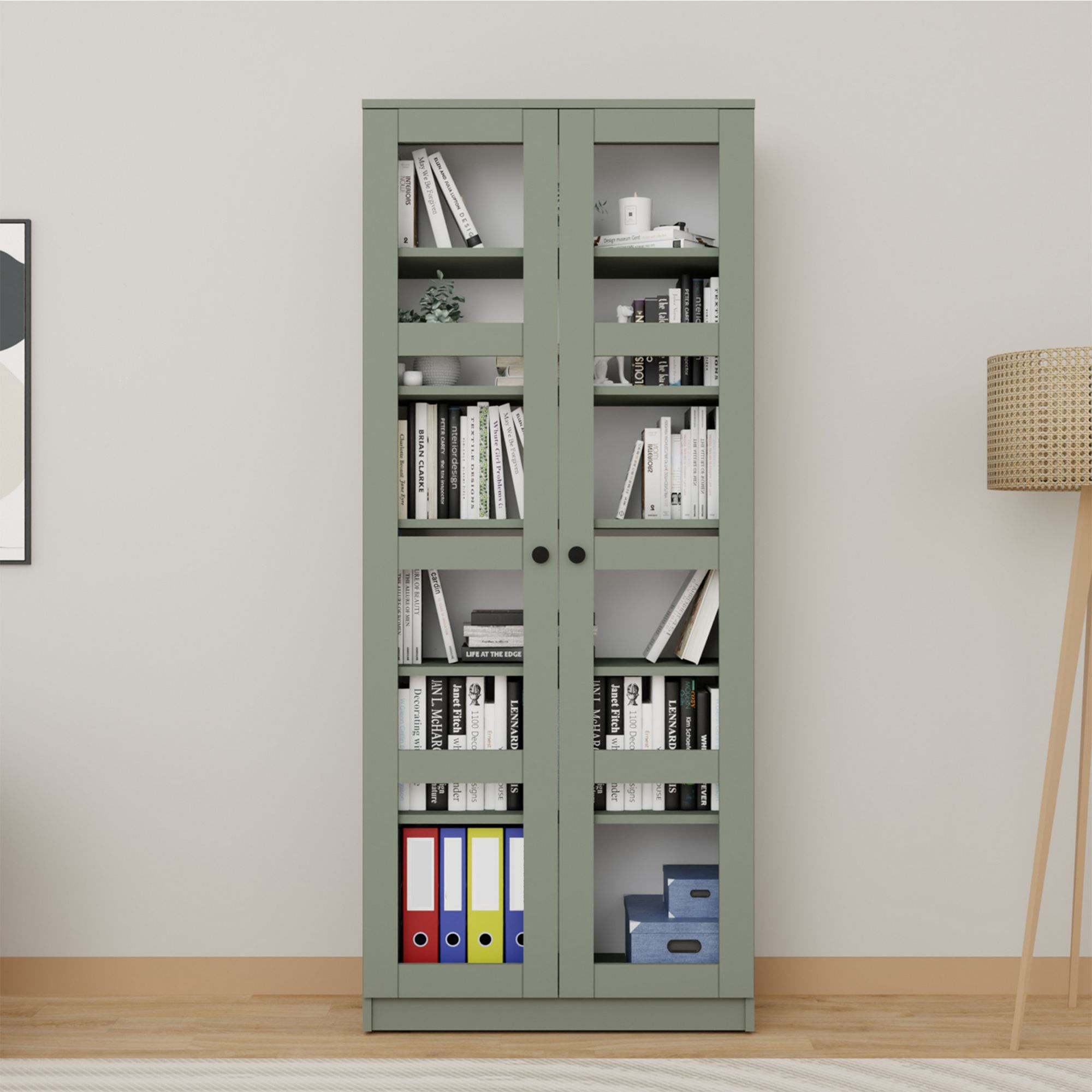 Dulap multifuncțional Hanah Home, PAL melaminat, 80 x 37 x 190 cm, verde, 350MWD1207 — imaginea 3