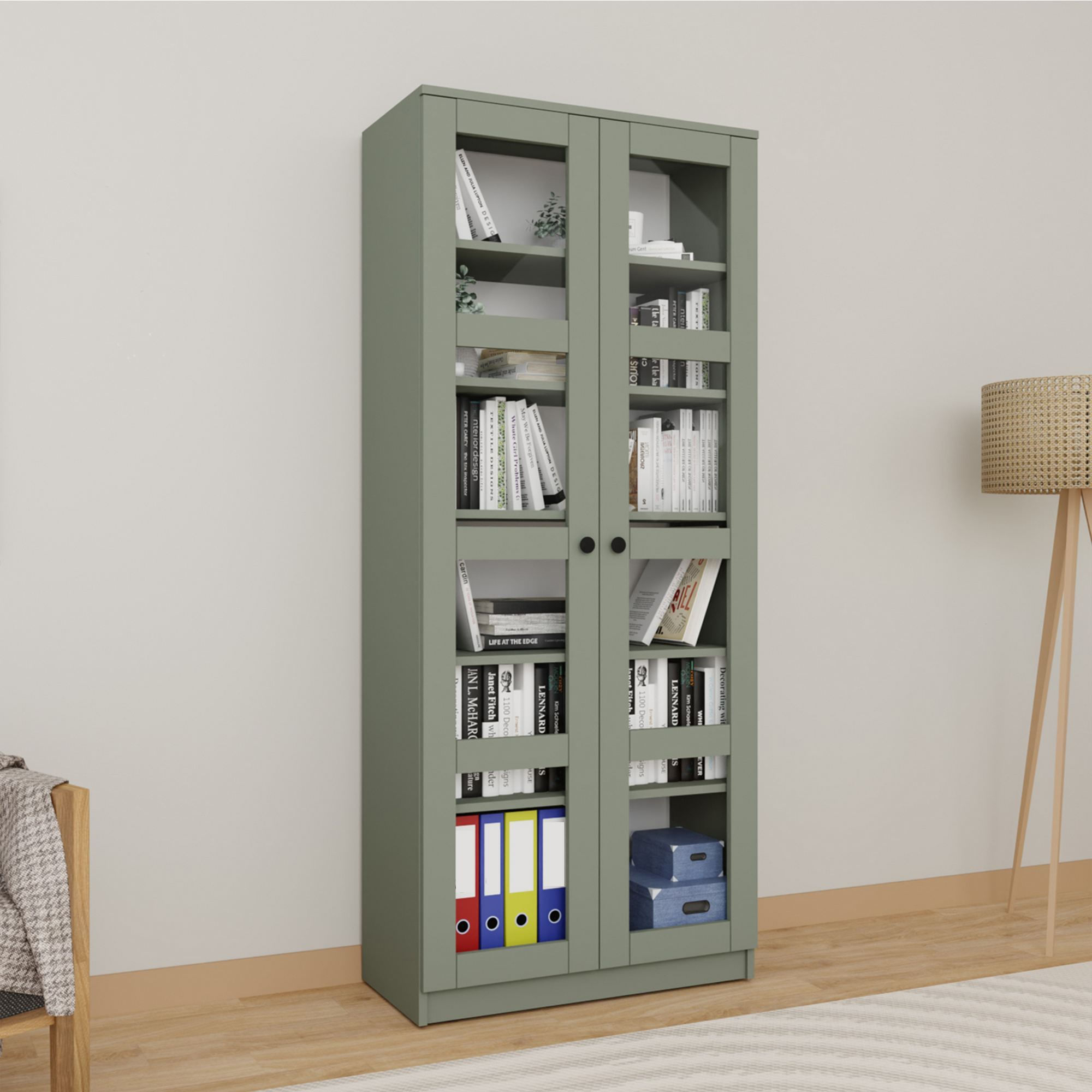 Dulap multifuncțional Hanah Home, PAL melaminat, 80 x 37 x 190 cm, verde, 350MWD1207 — imaginea 4