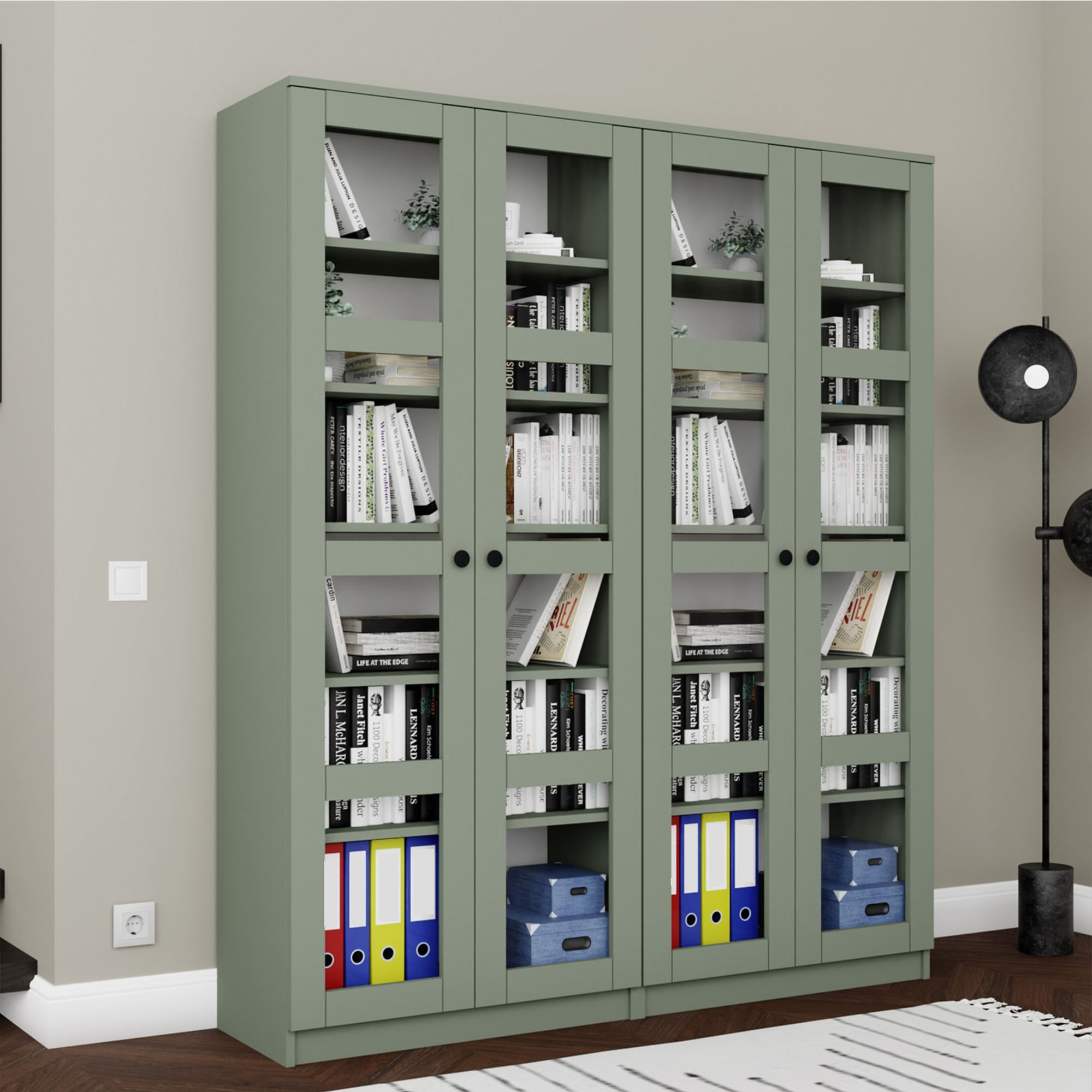 Dulap multifuncțional Hanah Home, PAL melaminat, 80 x 37 x 190 cm, verde, 350MWD1207 — imaginea 6