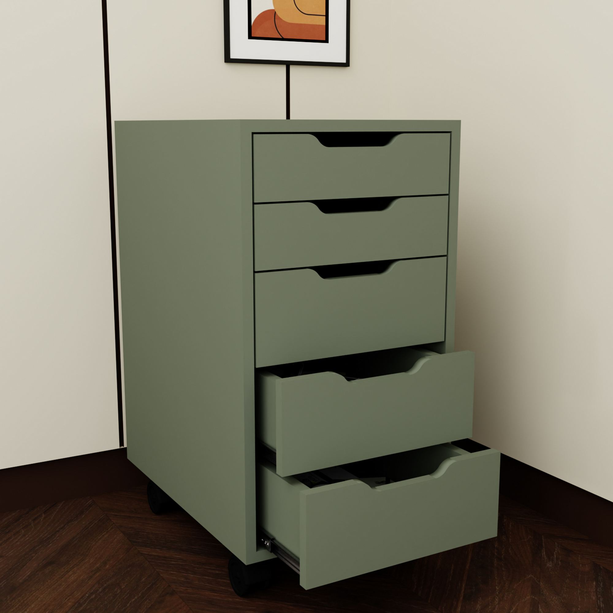 Dulap multifuncțional Hanah Home, PAL melaminat, 40 x 55 x 77.4 cm, verde, 350MWD1217 — imaginea 2