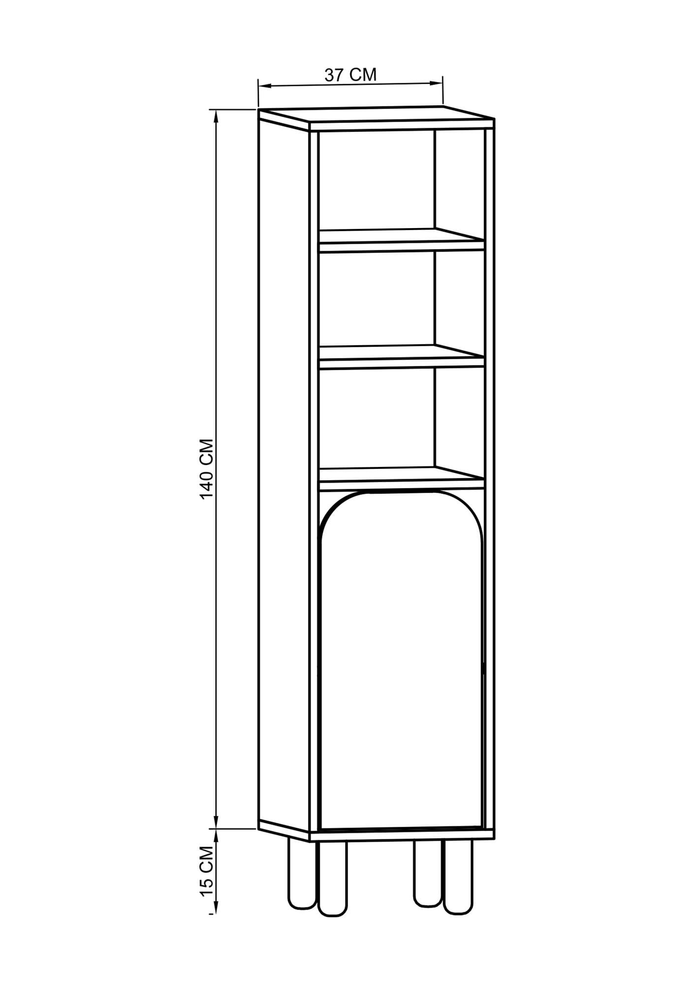 Dulap multifuncțional Hanah Home, PAL melaminat, 37 x 40 x 155 cm, sapphire stejar/alb, 469ORN1307 — imaginea 3