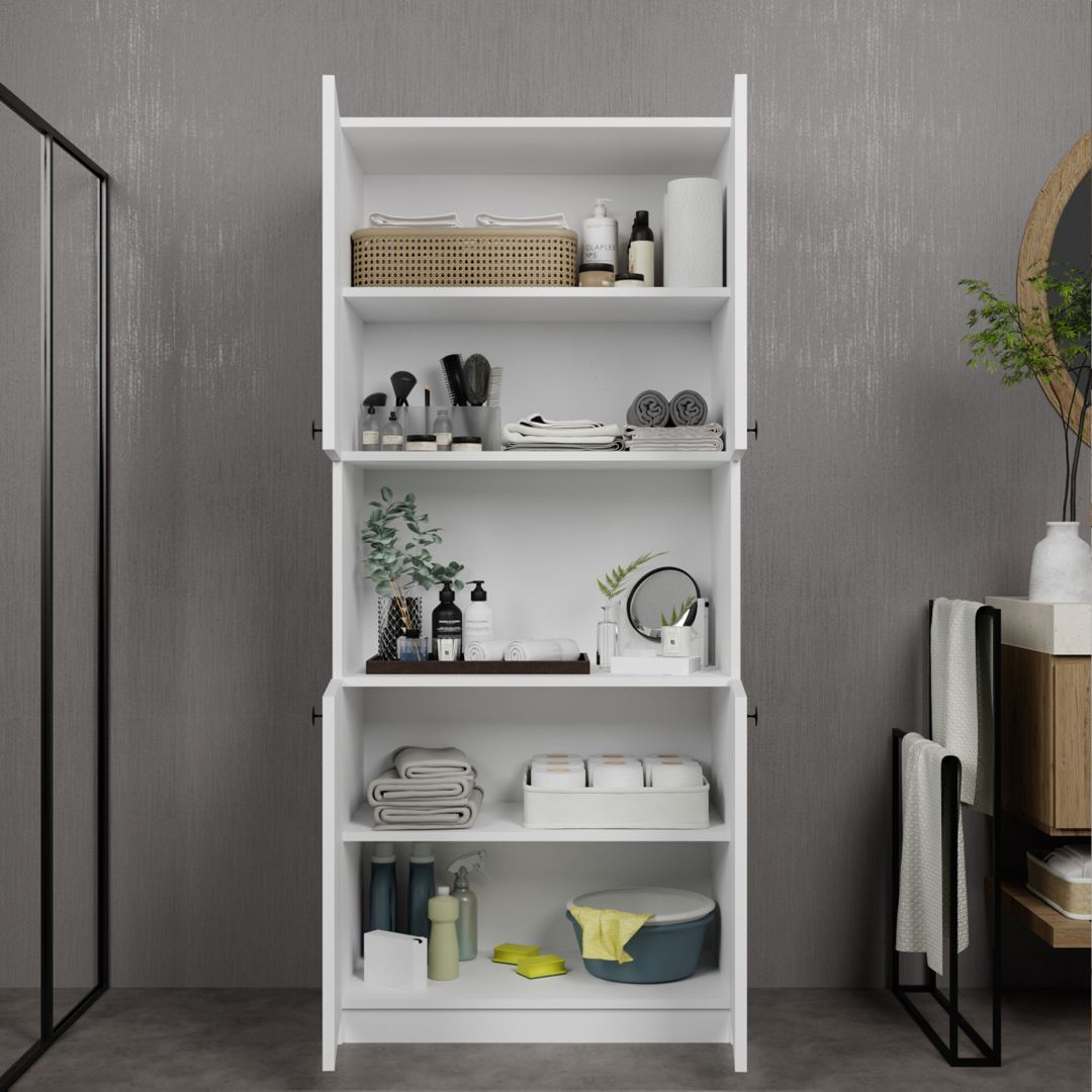 Dulap multifuncțional Hanah Home, PAL melaminat, 80 x 44.5 x 180 cm, alb, 350MWD1209 — imaginea 2