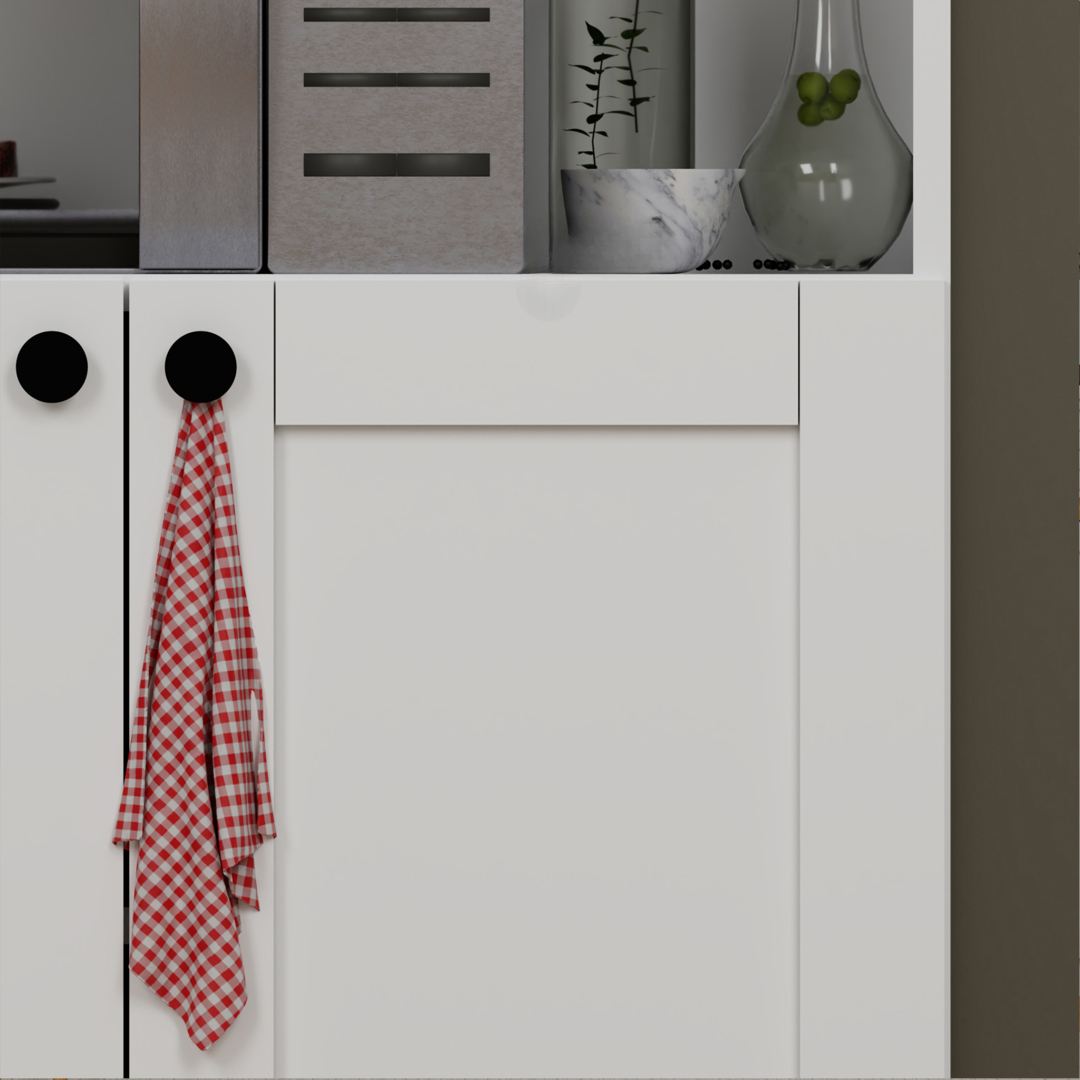 Dulap multifuncțional Hanah Home, PAL melaminat, 80 x 44.5 x 180 cm, alb, 350MWD1209 — imaginea 3