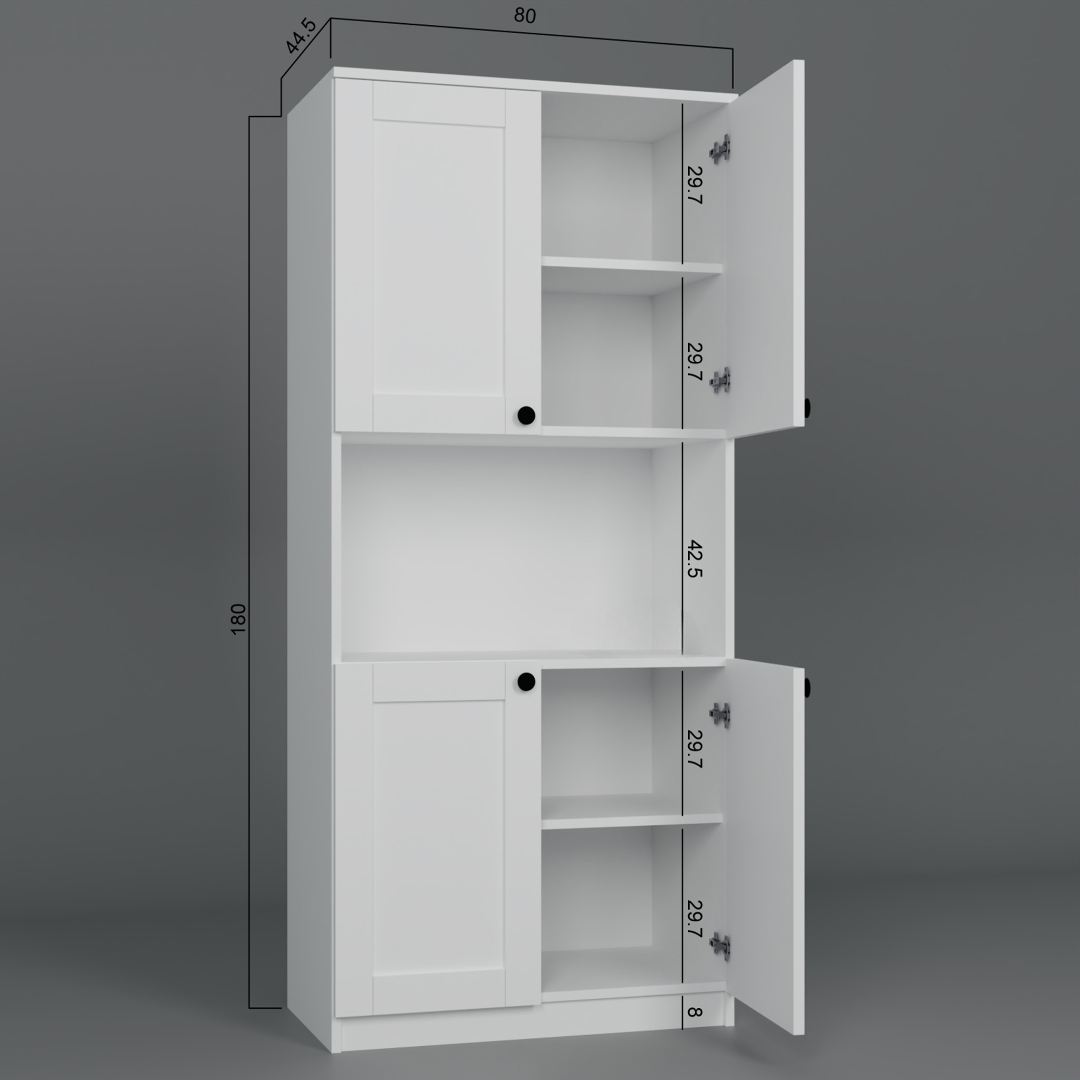 Dulap multifuncțional Hanah Home, PAL melaminat, 80 x 44.5 x 180 cm, alb, 350MWD1209 — imaginea 4