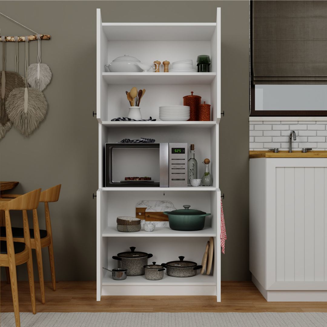 Dulap multifuncțional Hanah Home, PAL melaminat, 80 x 44.5 x 180 cm, alb, 350MWD1209 — imaginea 7