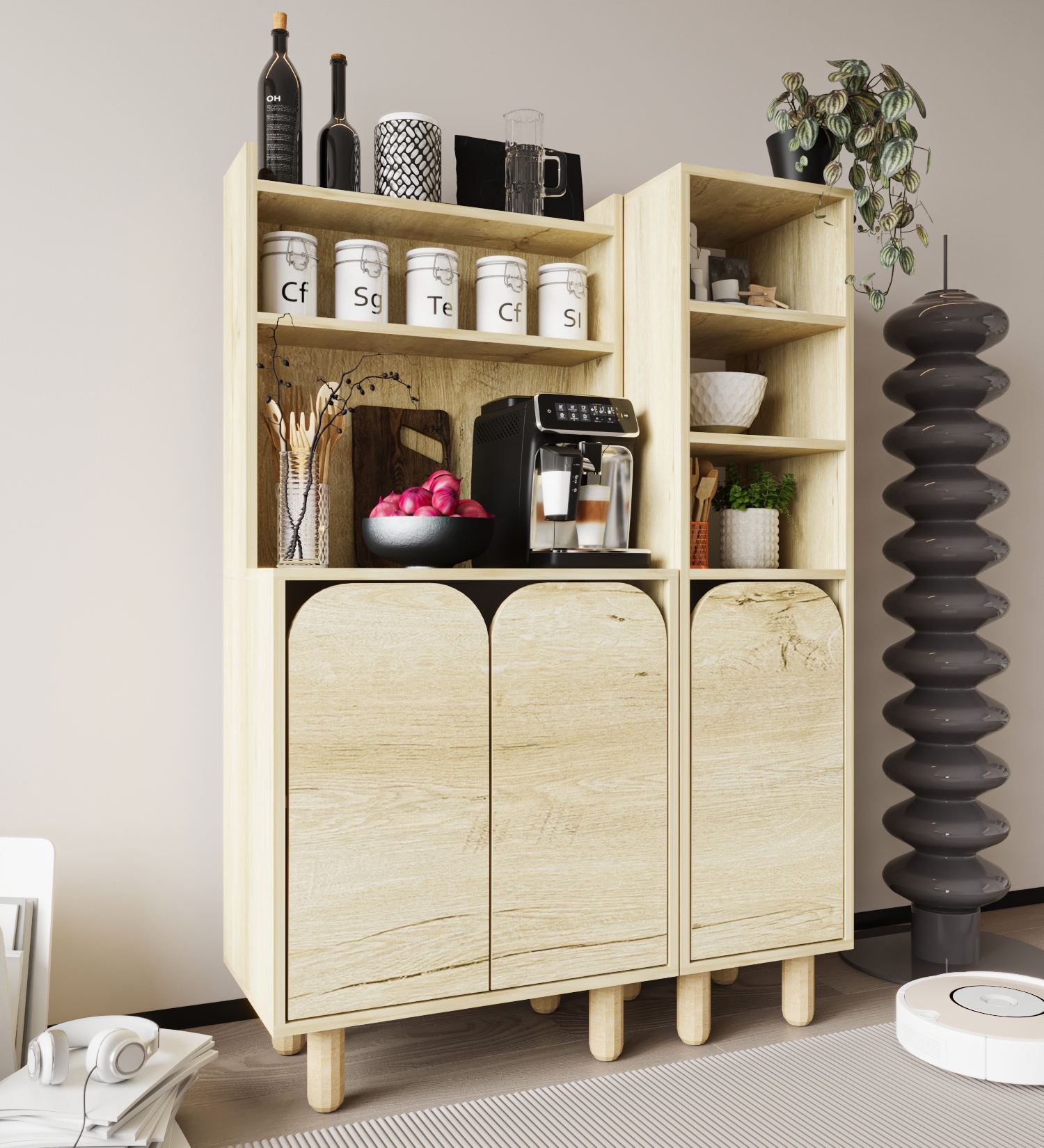 Dulap multifuncțional Hanah Home, PAL melaminat, 105 x 40 x 155 cm, sapphire stejar, 469ORN1316 — imaginea 3