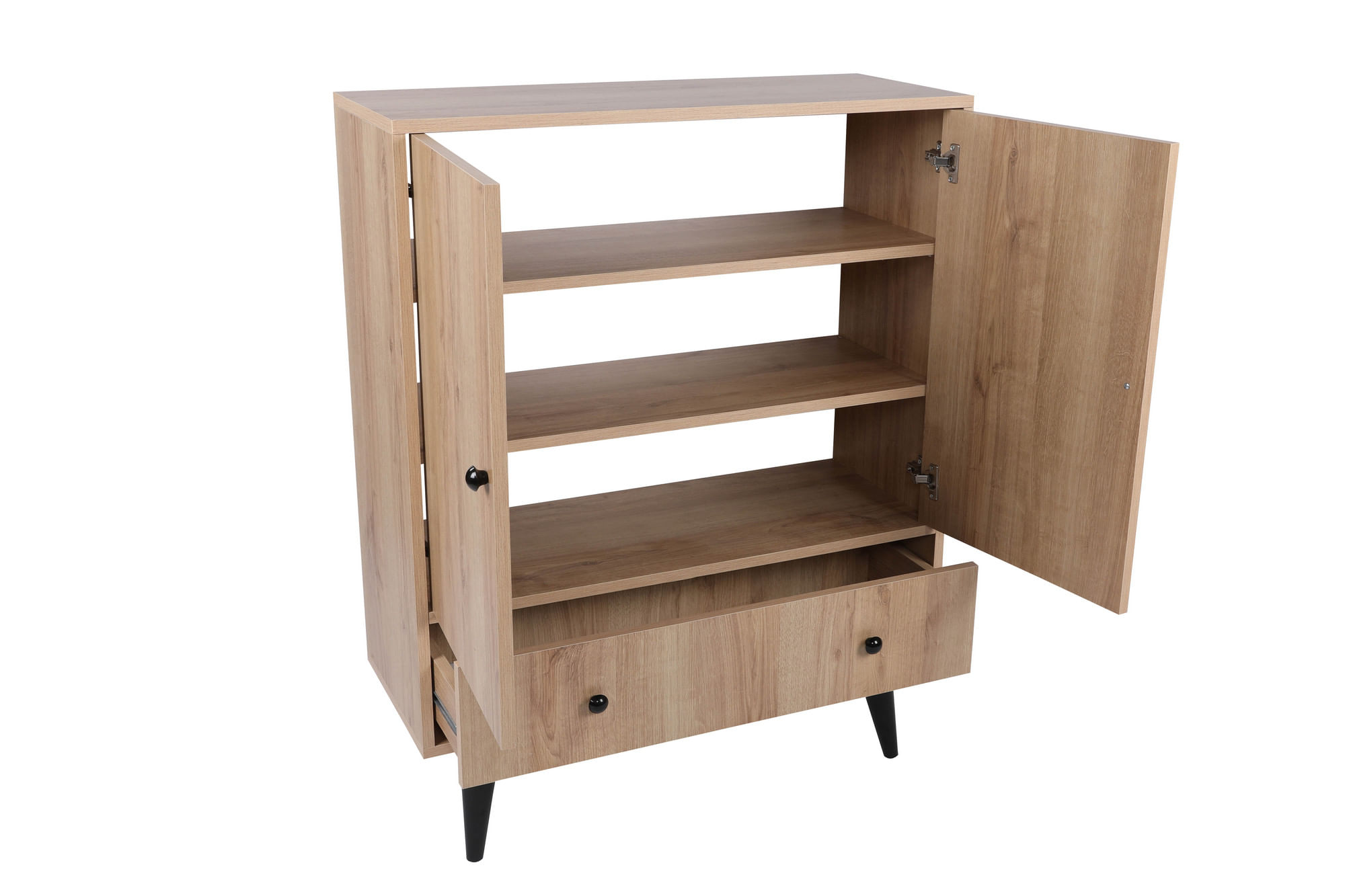 Dulap multifuncțional Hanah Home, PAL melaminat, 90 x 113 x 35 cm, stejar/negru, 811MDD4139 — imaginea 7