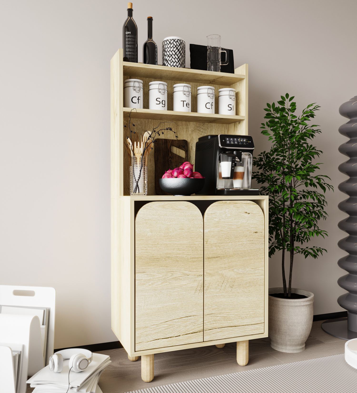 Dulap multifuncțional Hanah Home, PAL melaminat, 70 x 40 x 155 cm, sapphire stejar, 469ORN1310 — imaginea 4