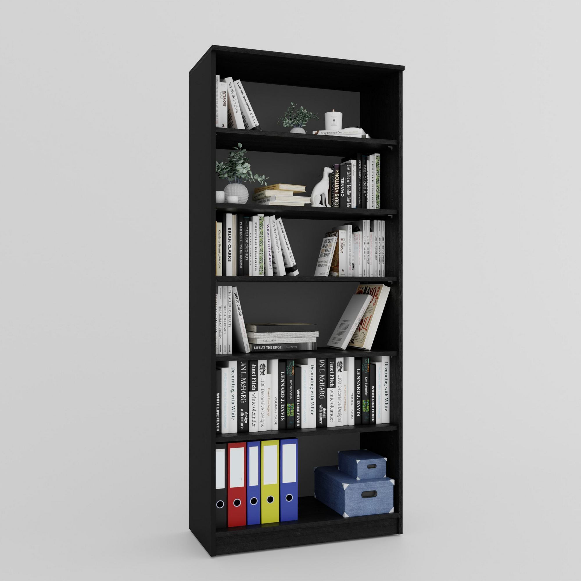 Dulap multifuncțional Hanah Home, PAL melaminat, 80 x 37 x 190 cm, negru, 350MWD1206 — imaginea 3
