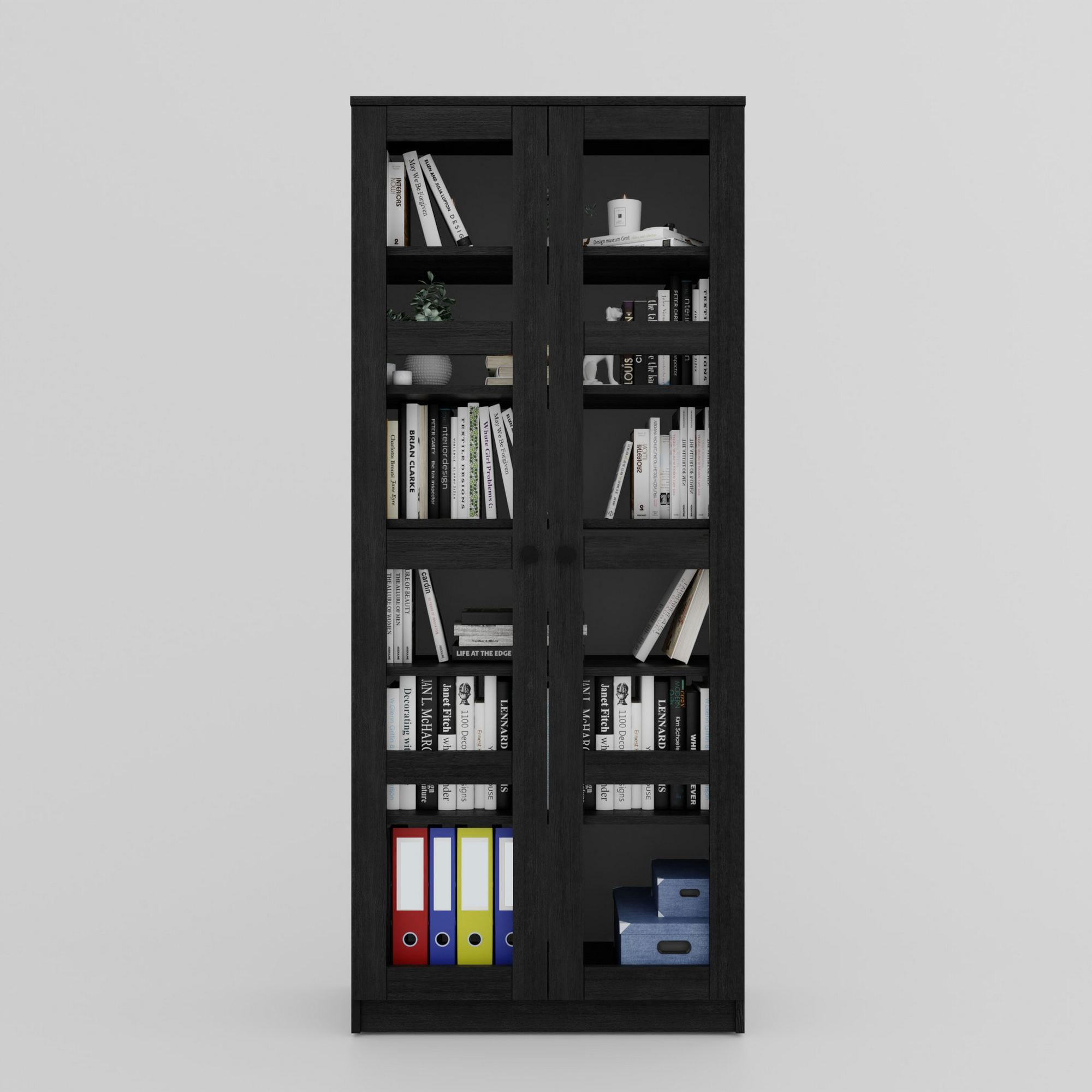 Dulap multifuncțional Hanah Home, PAL melaminat, 80 x 37 x 190 cm, negru, 350MWD1206 — imaginea 5