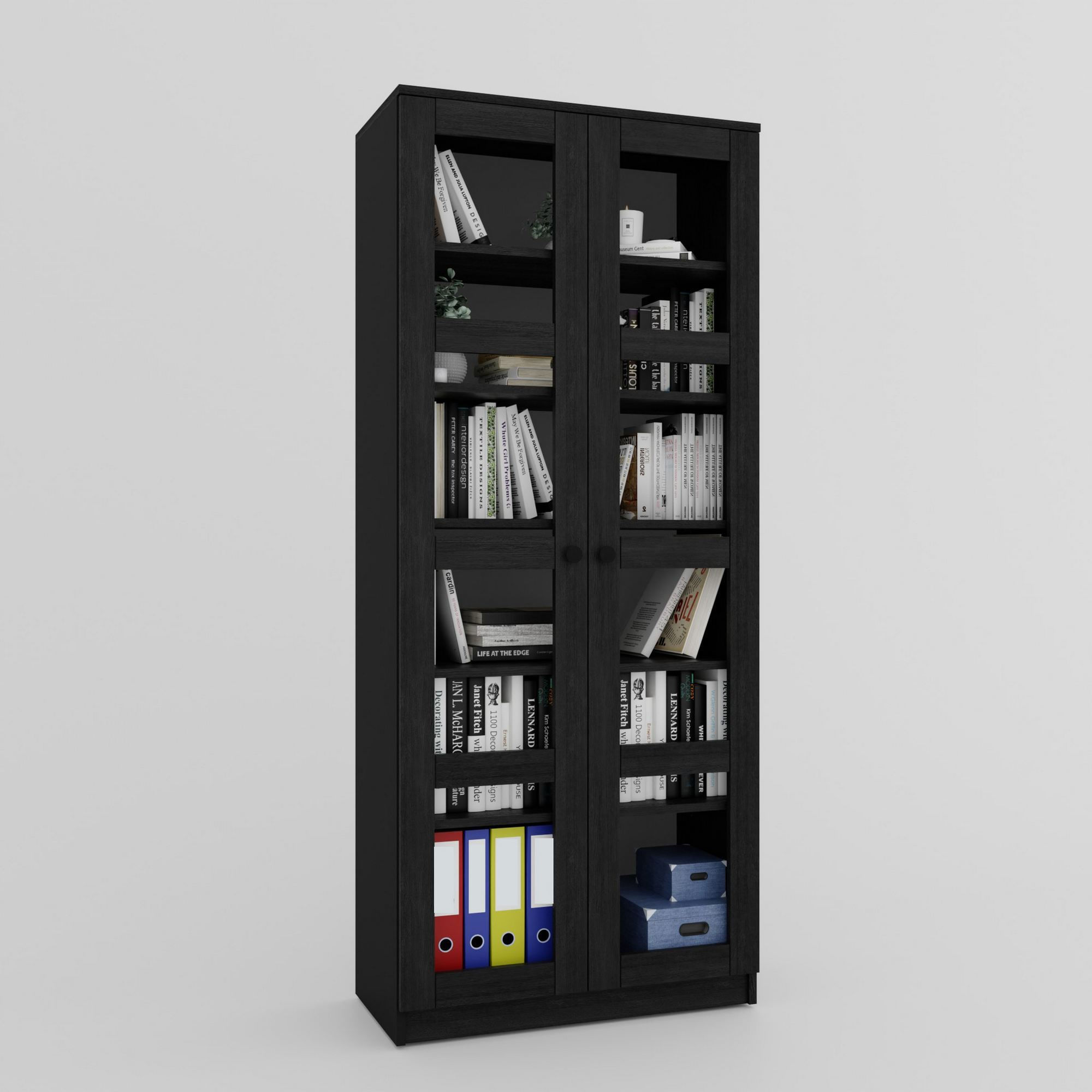 Dulap multifuncțional Hanah Home, PAL melaminat, 80 x 37 x 190 cm, negru, 350MWD1206 — imaginea 6
