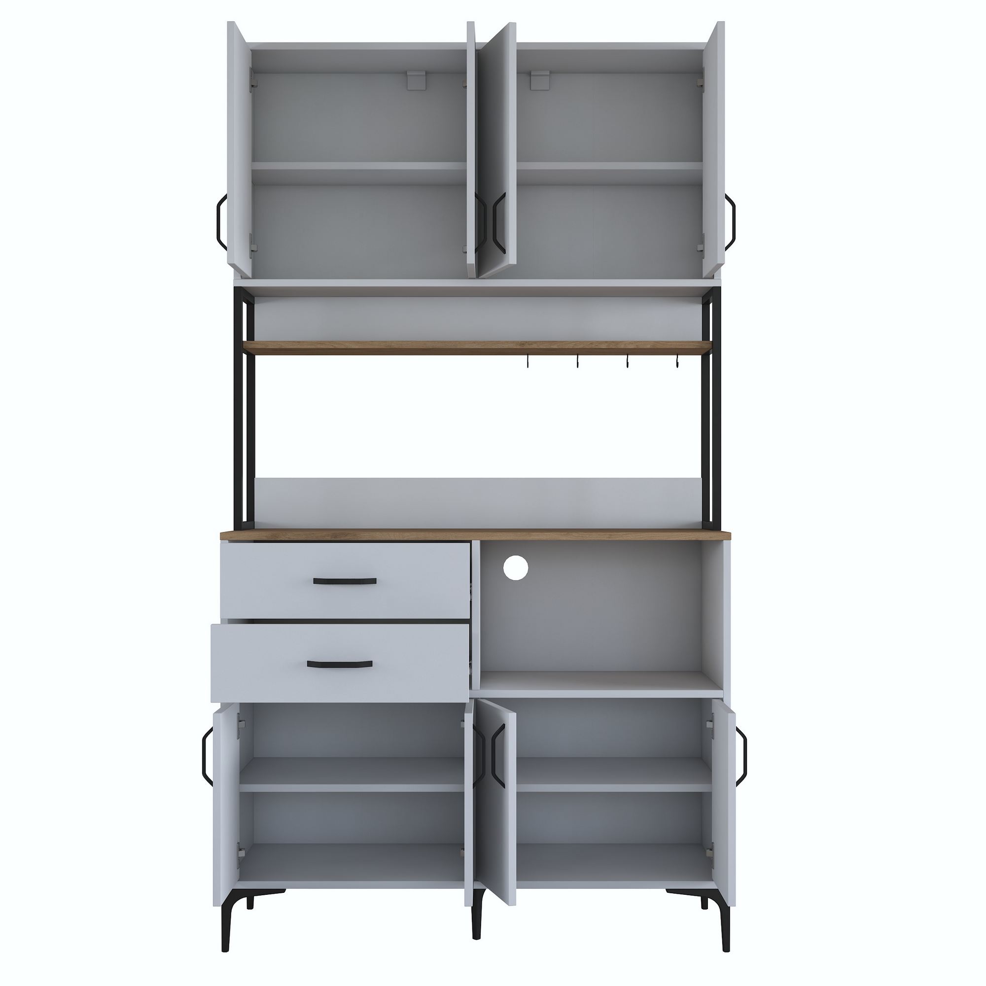 Dulap multifuncțional Hanah Home, PAL melaminat, 120 x 45 x 218.6 cm, nuc/alb, 893RAN5511 — imaginea 2