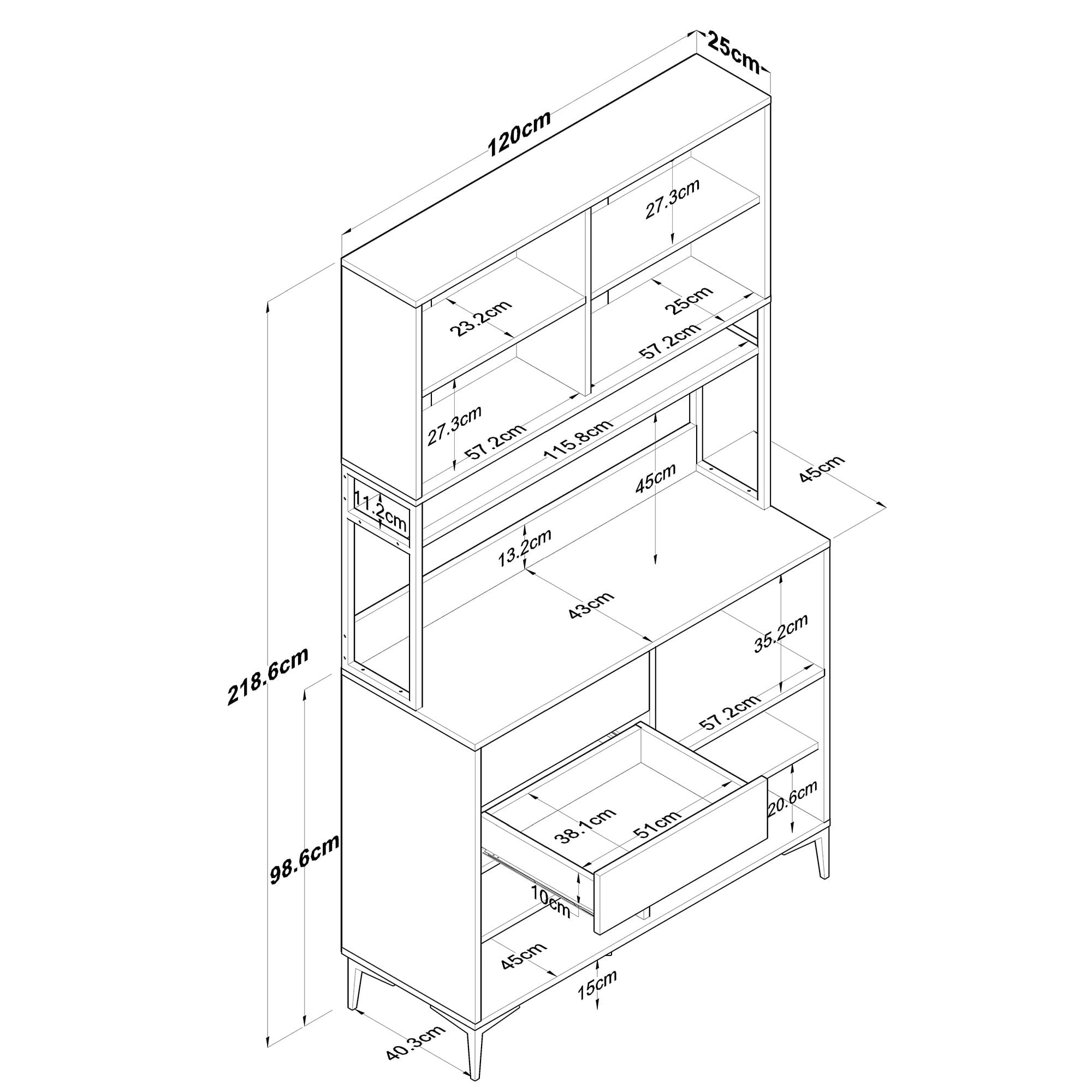 Dulap multifuncțional Hanah Home, PAL melaminat, 120 x 45 x 218.6 cm, nuc/alb, 893RAN5511 — imaginea 7