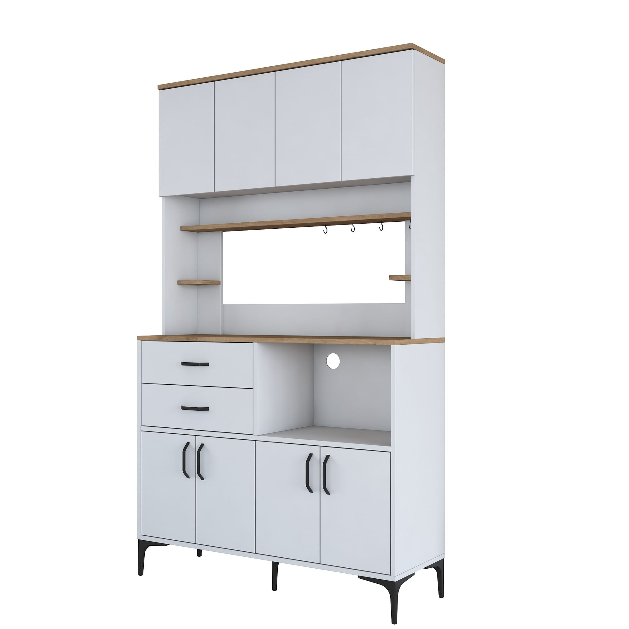 Dulap multifuncțional Hanah Home, PAL melaminat, 120 x 40 x 204.2 cm, nuc/alb, 893RAN4978 — imaginea 2