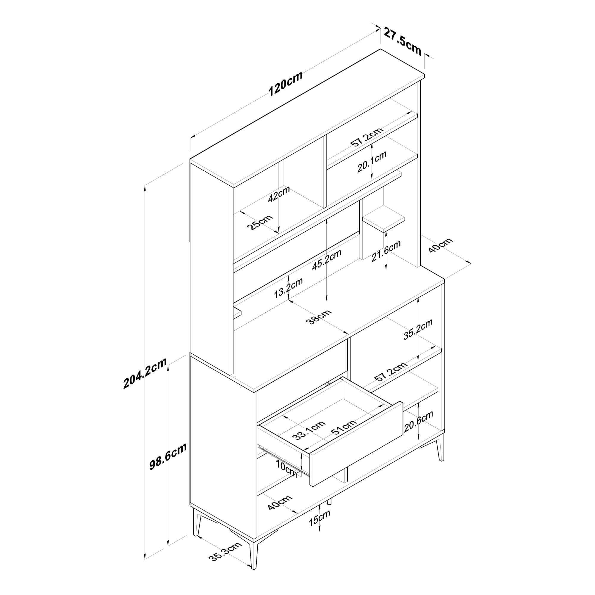 Dulap multifuncțional Hanah Home, PAL melaminat, 120 x 40 x 204.2 cm, nuc/alb, 893RAN4978 — imaginea 3