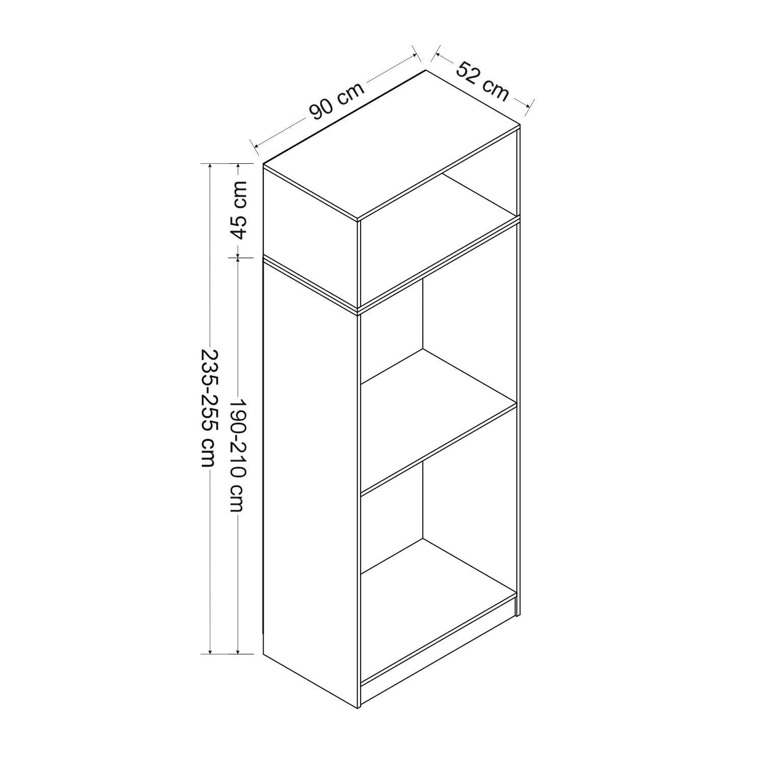 Dulap Hanah Home, PAL melaminat, 90 x 52 x 255 cm, stejar, 506MNR2238 — imaginea 2