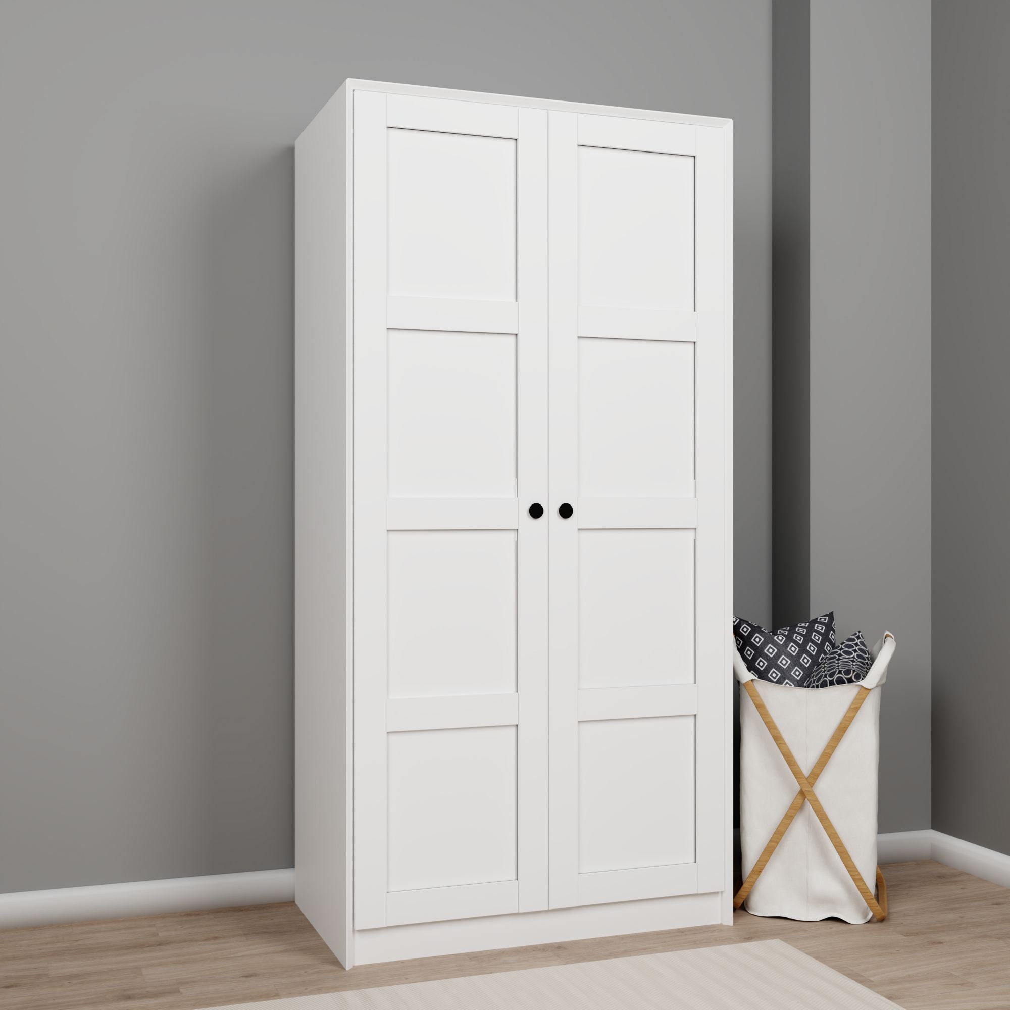 Dulap Hanah Home, PAL melaminat, 94 x 60 x 190 cm, alb, 350MWD1137 — imaginea 3