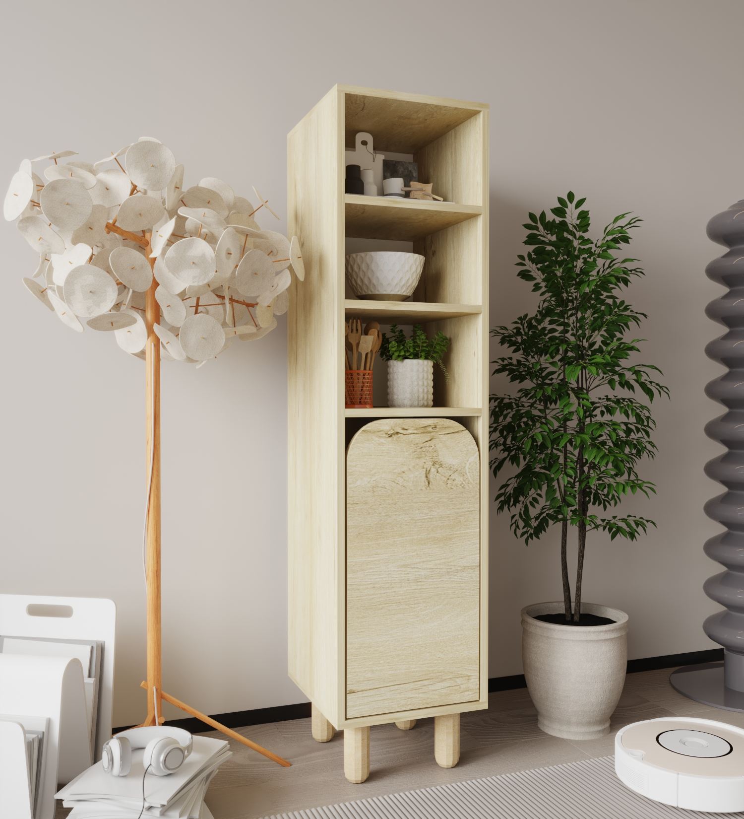 Dulap multifuncțional Hanah Home, PAL melaminat, 37 x 40 x 155 cm, sapphire stejar, 469ORN1308 — imaginea 3