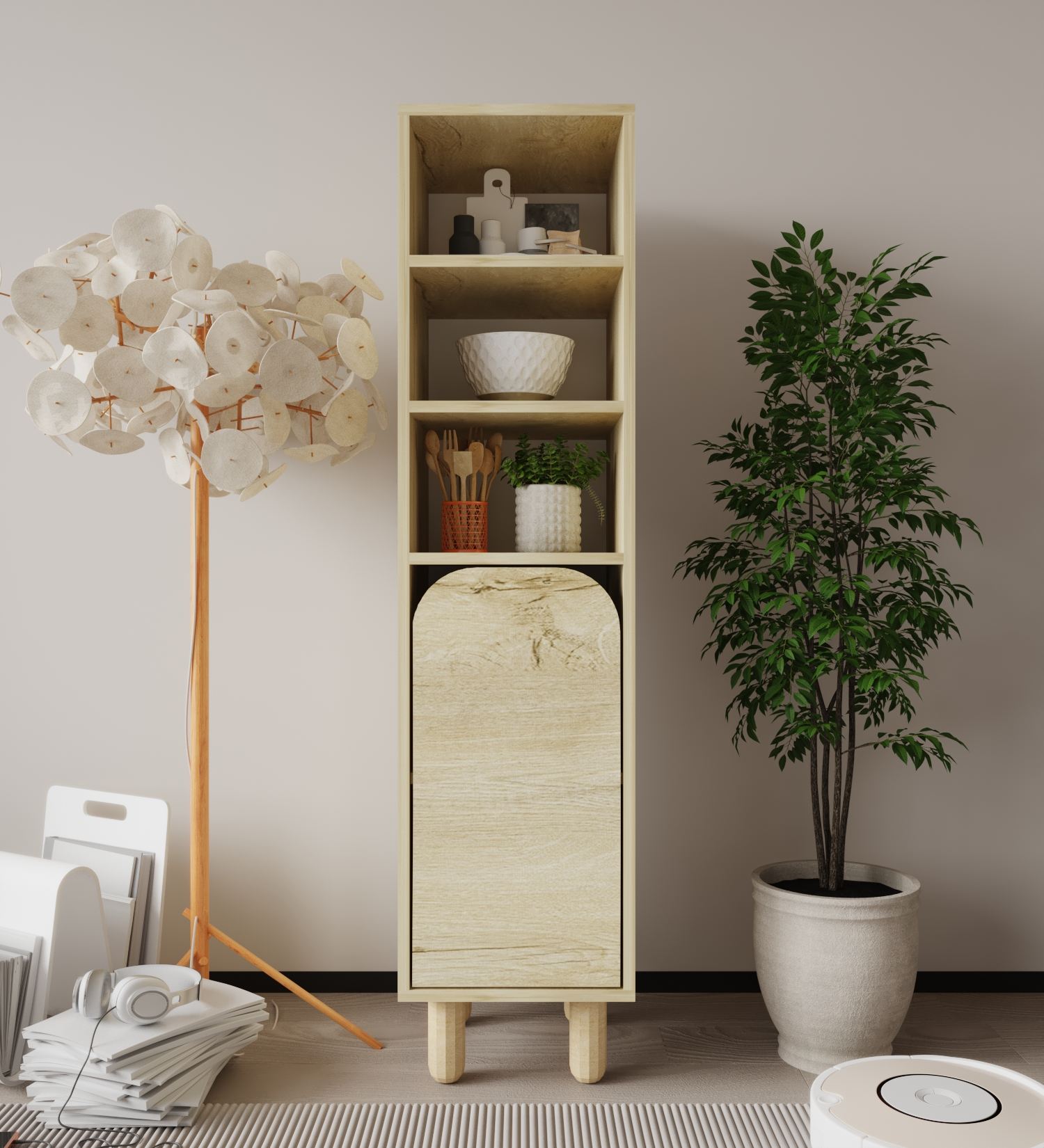 Dulap multifuncțional Hanah Home, PAL melaminat, 37 x 40 x 155 cm, sapphire stejar, 469ORN1308 — imaginea 5