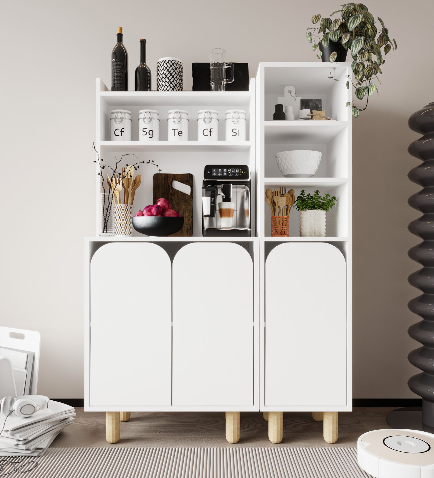 Dulap multifuncțional Hanah Home, PAL melaminat, 105 x 40 x 155 cm, alb, 469ORN1313 — imaginea 3