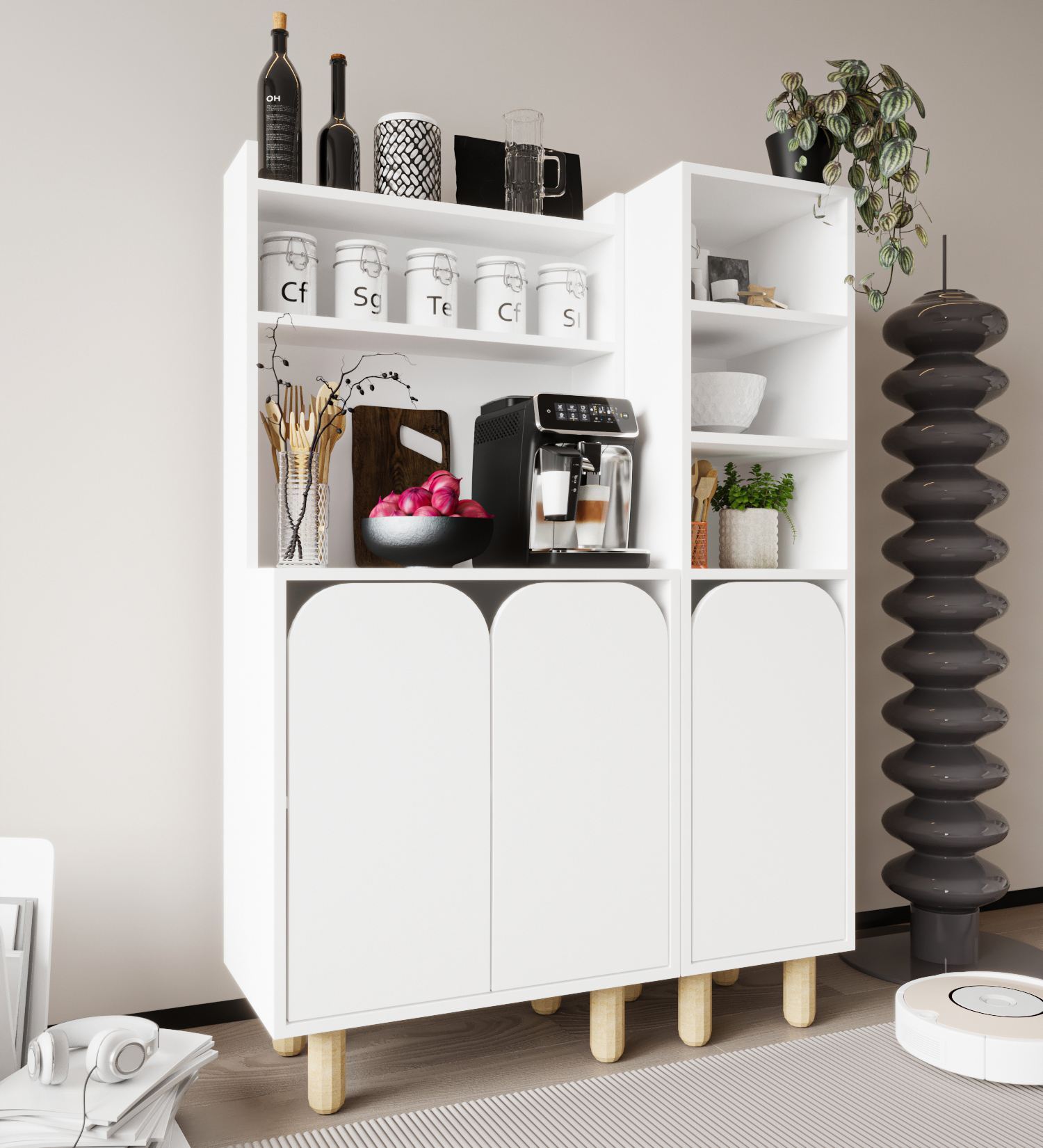 Dulap multifuncțional Hanah Home, PAL melaminat, 105 x 40 x 155 cm, alb, 469ORN1313 — imaginea 5
