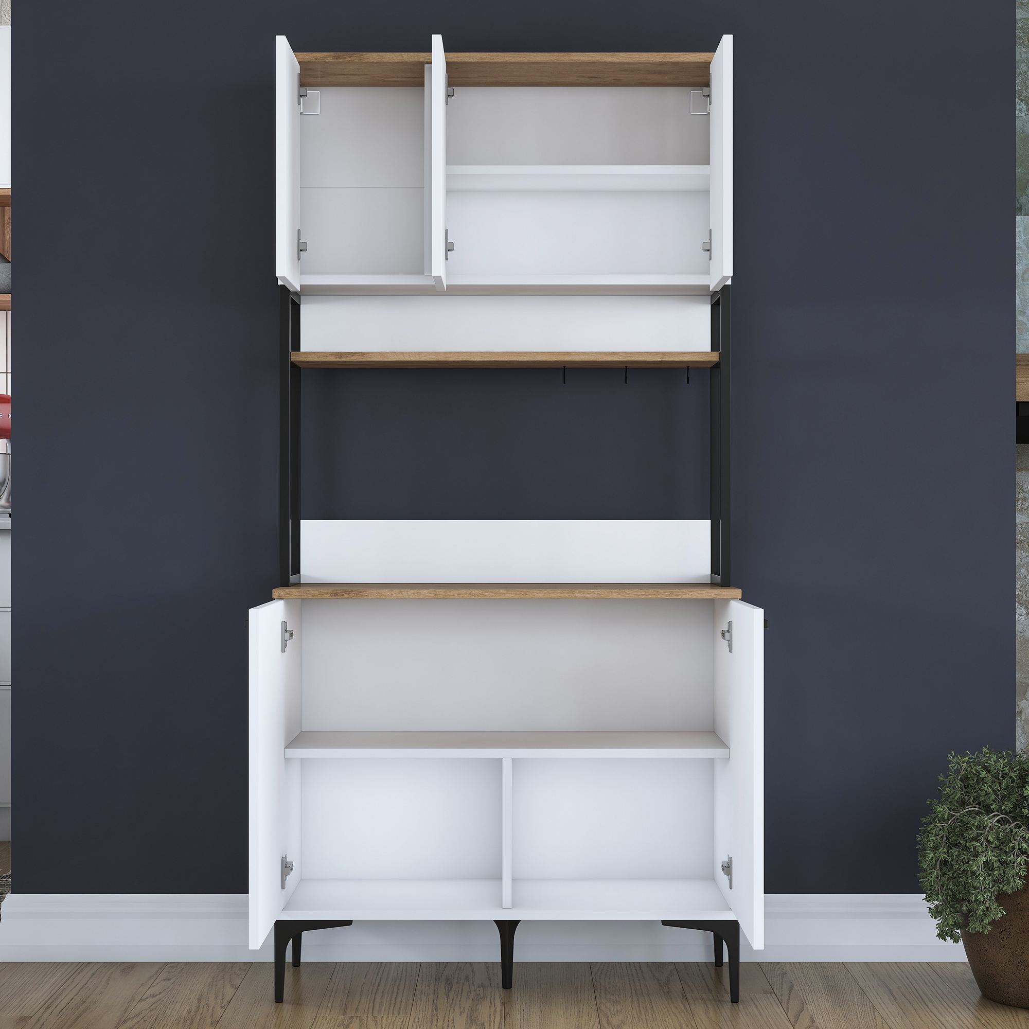 Dulap multifuncțional Hanah Home, PAL melaminat, 90.2 x 40 x 184.2 cm, nuc/alb, 893RAN5505 — imaginea 2
