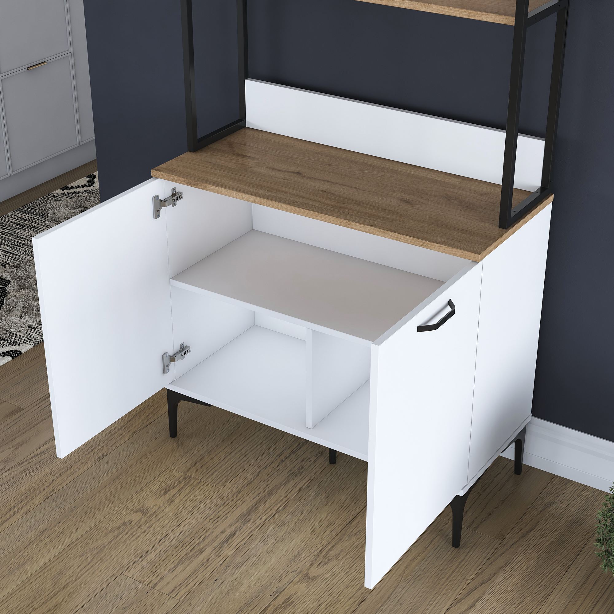 Dulap multifuncțional Hanah Home, PAL melaminat, 90.2 x 40 x 184.2 cm, nuc/alb, 893RAN5505 — imaginea 5