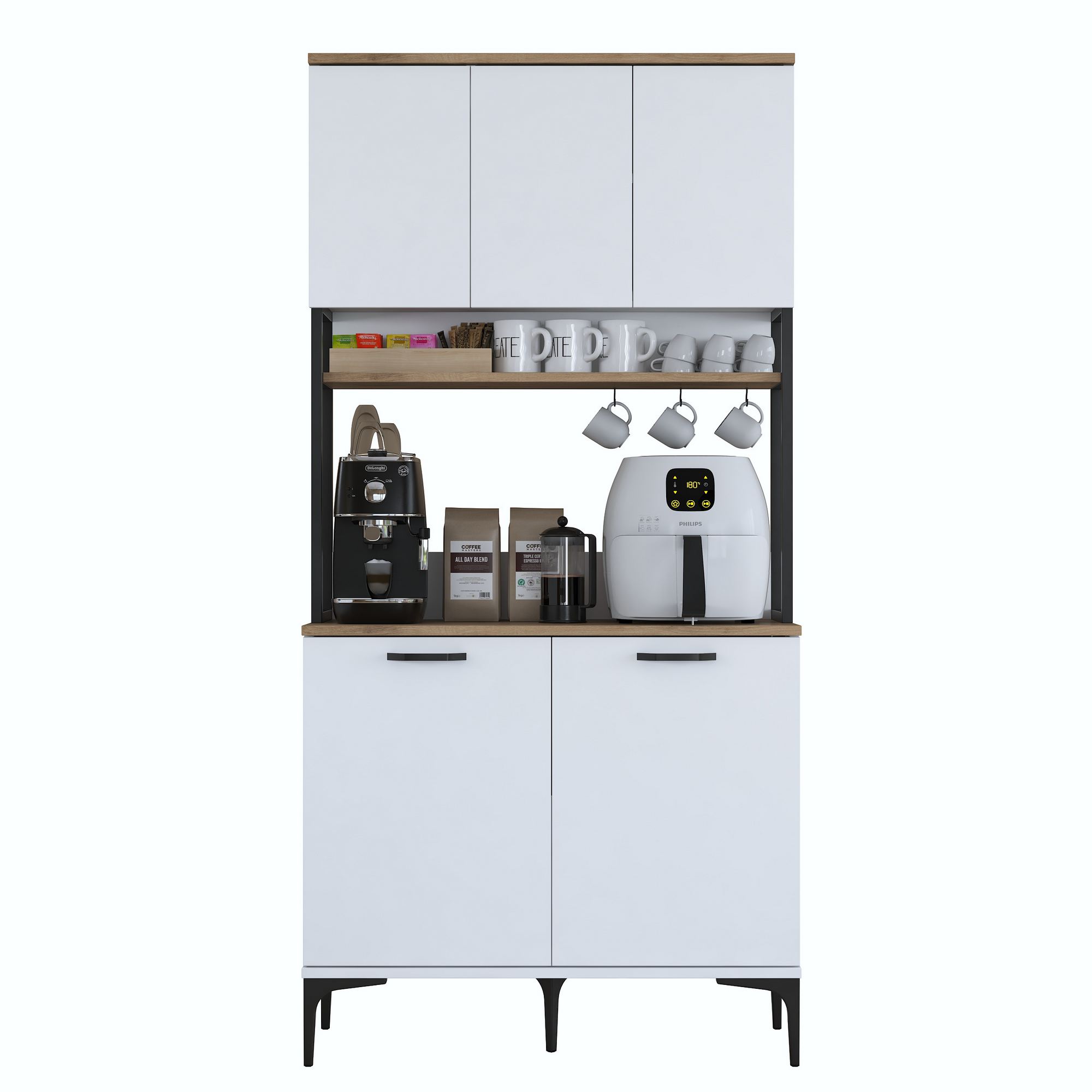Dulap multifuncțional Hanah Home, PAL melaminat, 90.2 x 40 x 184.2 cm, nuc/alb, 893RAN5505 — imaginea 8