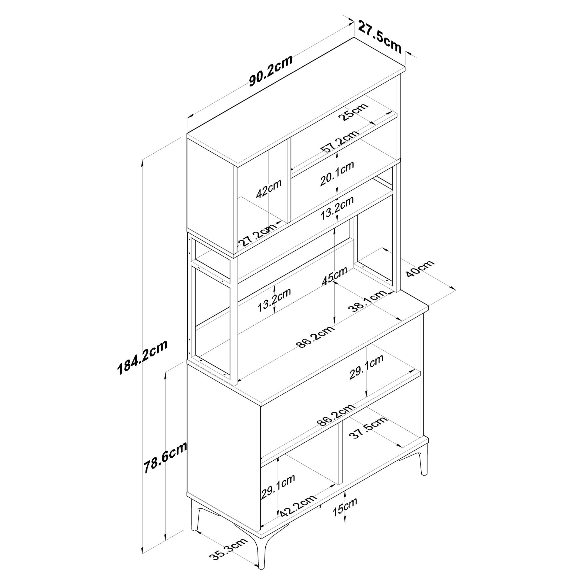 Dulap multifuncțional Hanah Home, PAL melaminat, 90.2 x 40 x 184.2 cm, nuc/alb, 893RAN5505 — imaginea 9